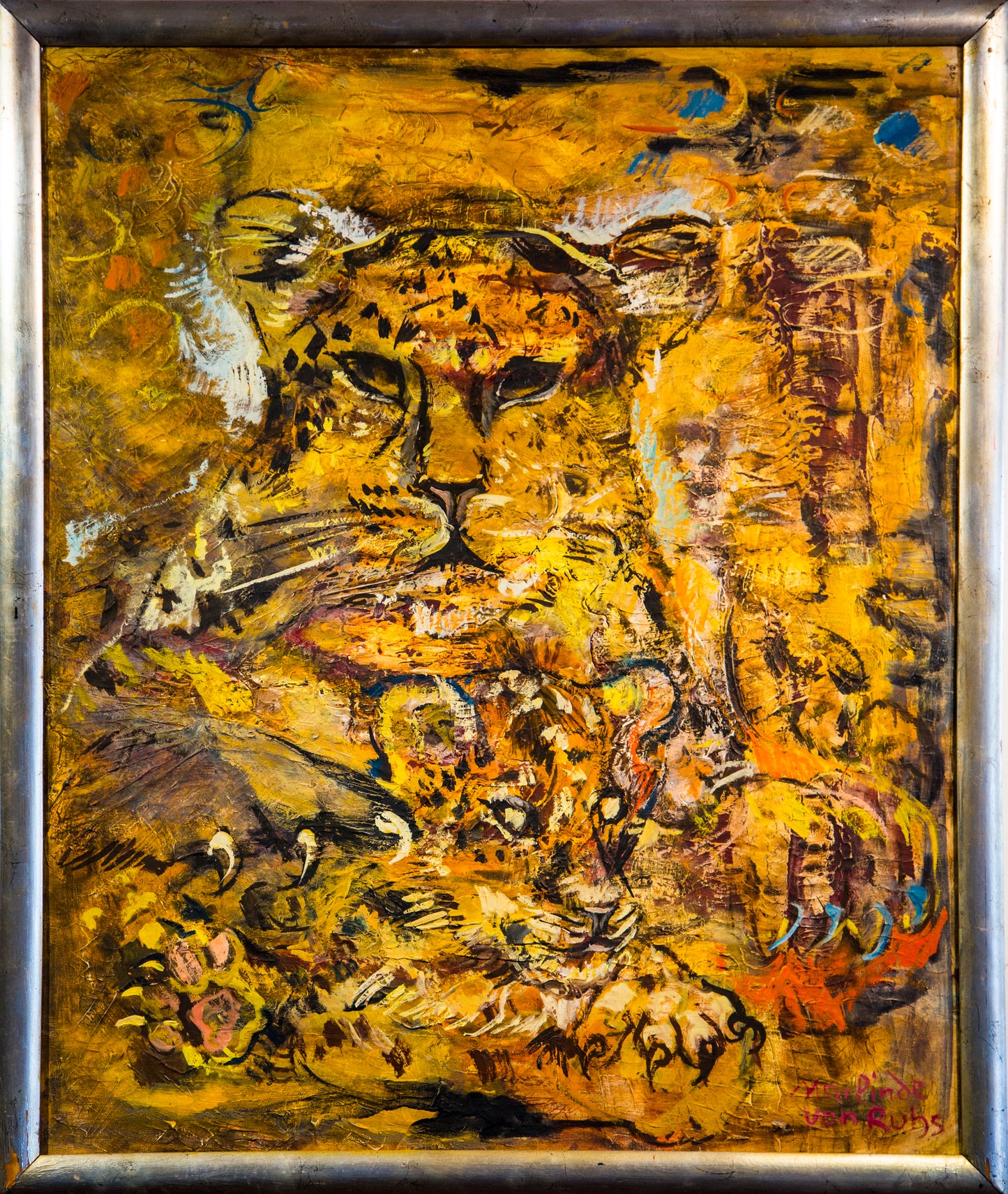 LOTE 028 / Marlinde Von Ruhs - Tigre / Óleo sobre tela - 90 x 70 cm