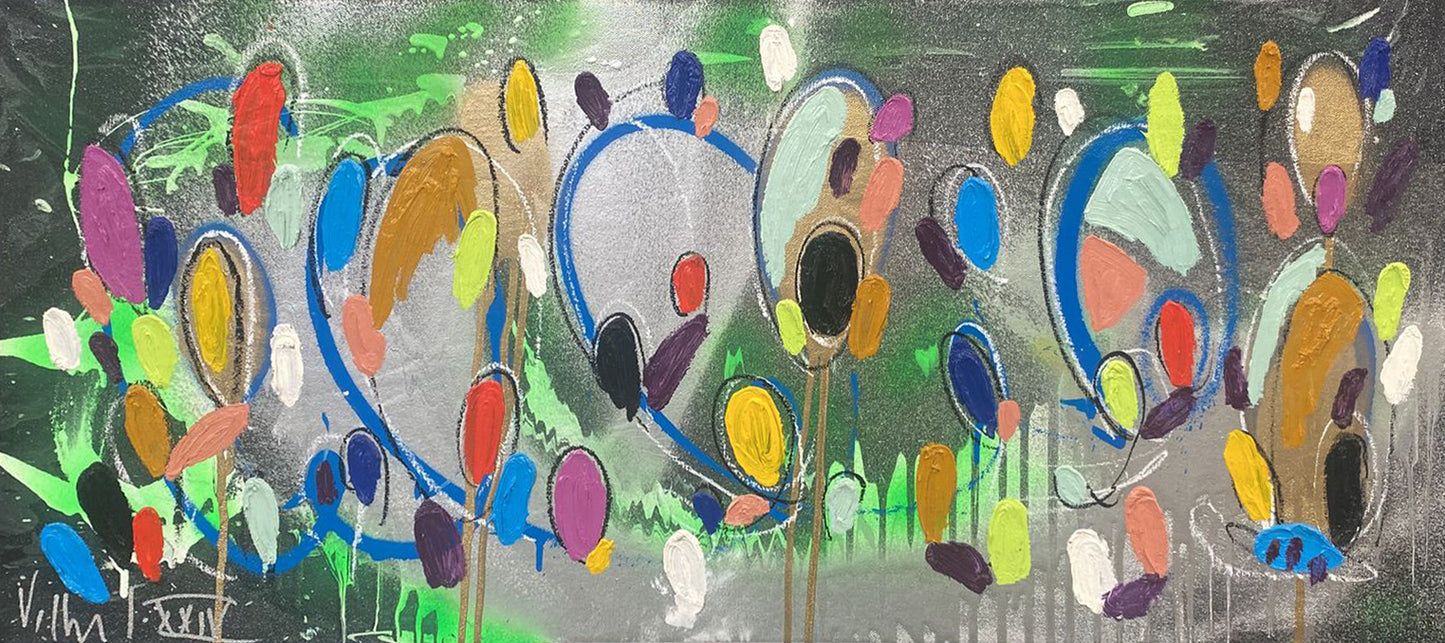 Feng Villalpando - Paisaje de un lugar inexistente / Mixta sobre tela - 40 x 90 cm