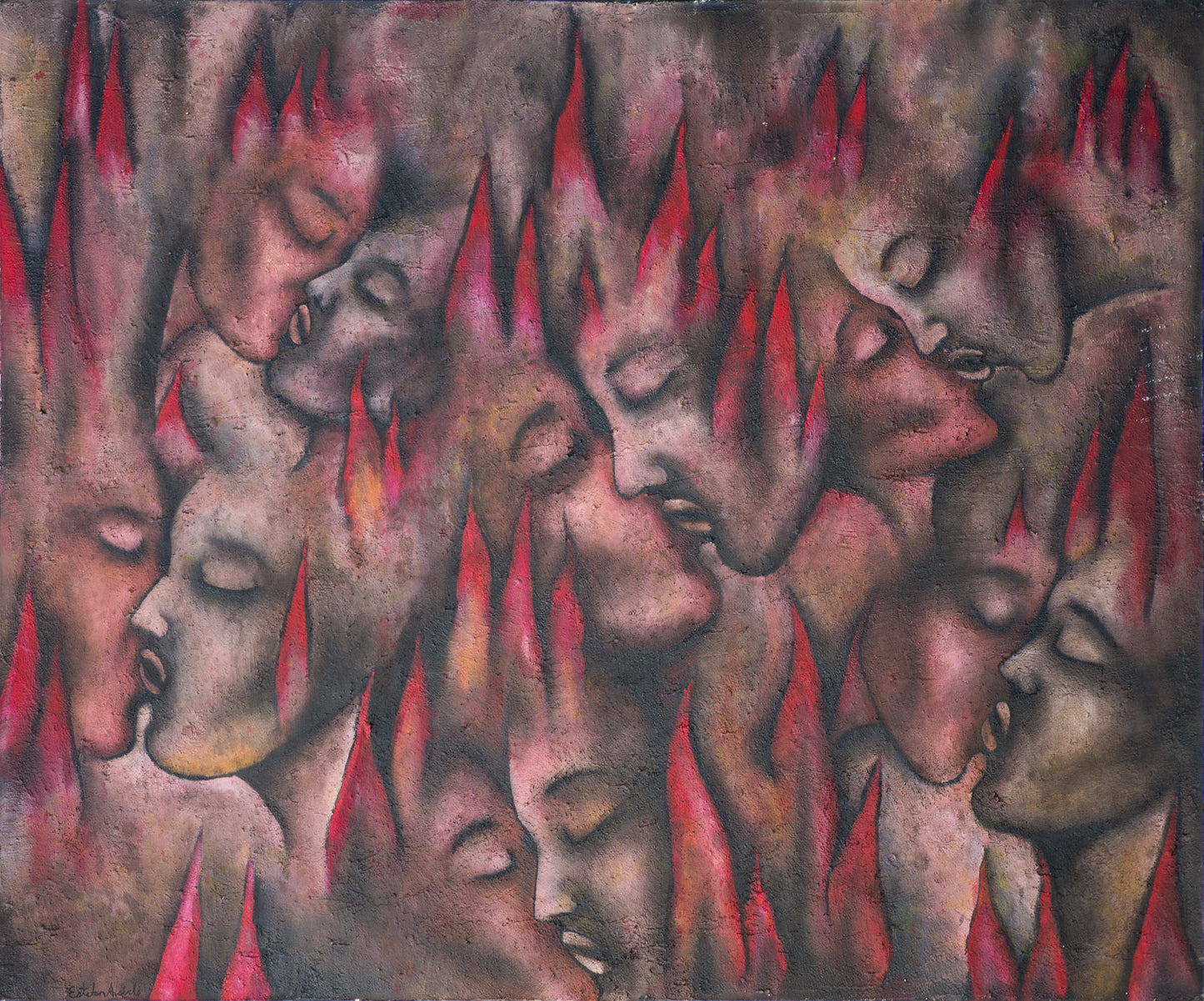 Esteban Arévalo - Besos de fuego / Óleo sobre tela - 100 x 120 cm