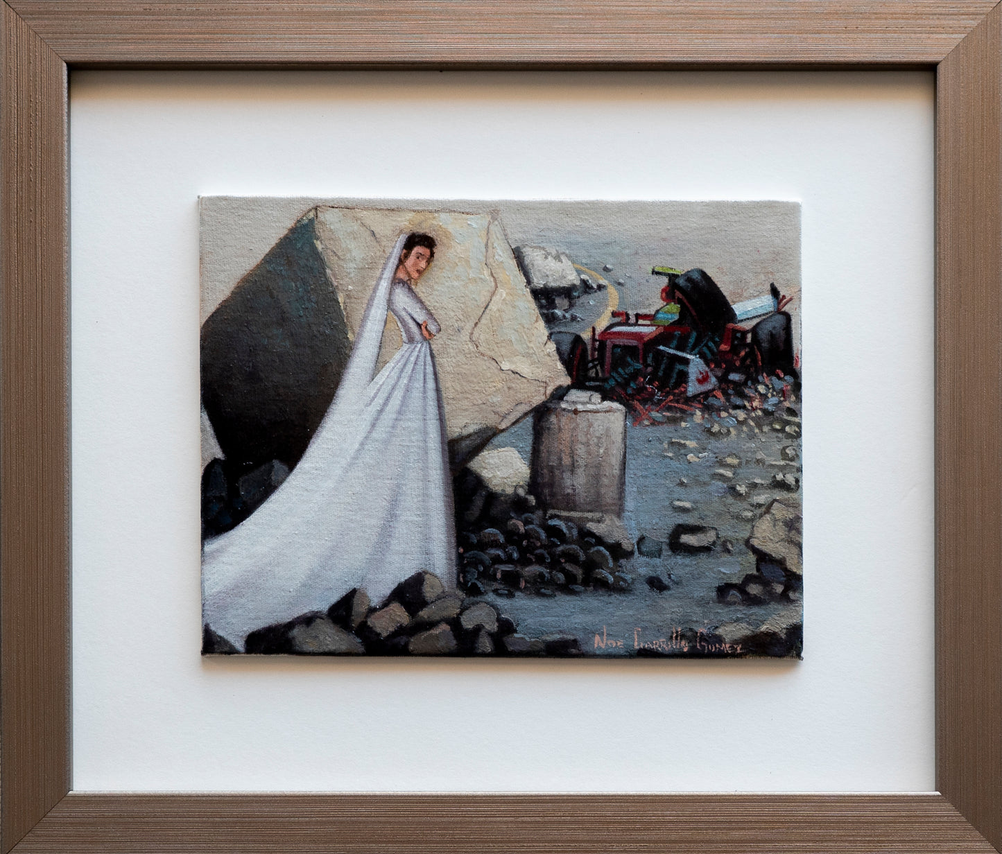 Noe Carrillo Gomez – ST. Vestido blanco / Óleo sobre tela – 20 x 15 cm – 1/1