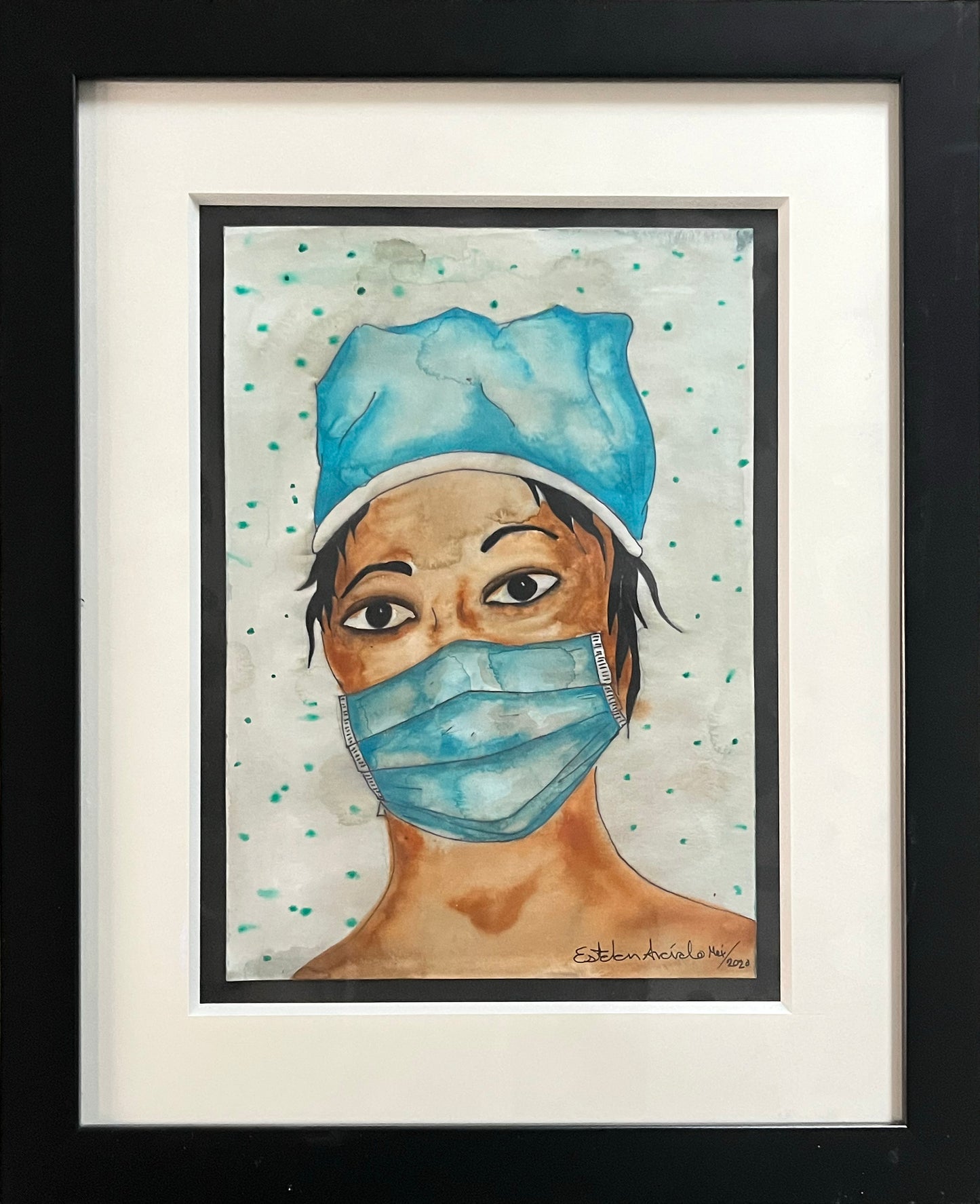 Esteban Arévalo - Covid / Acuarela sobre papel - 29 x 22 cm