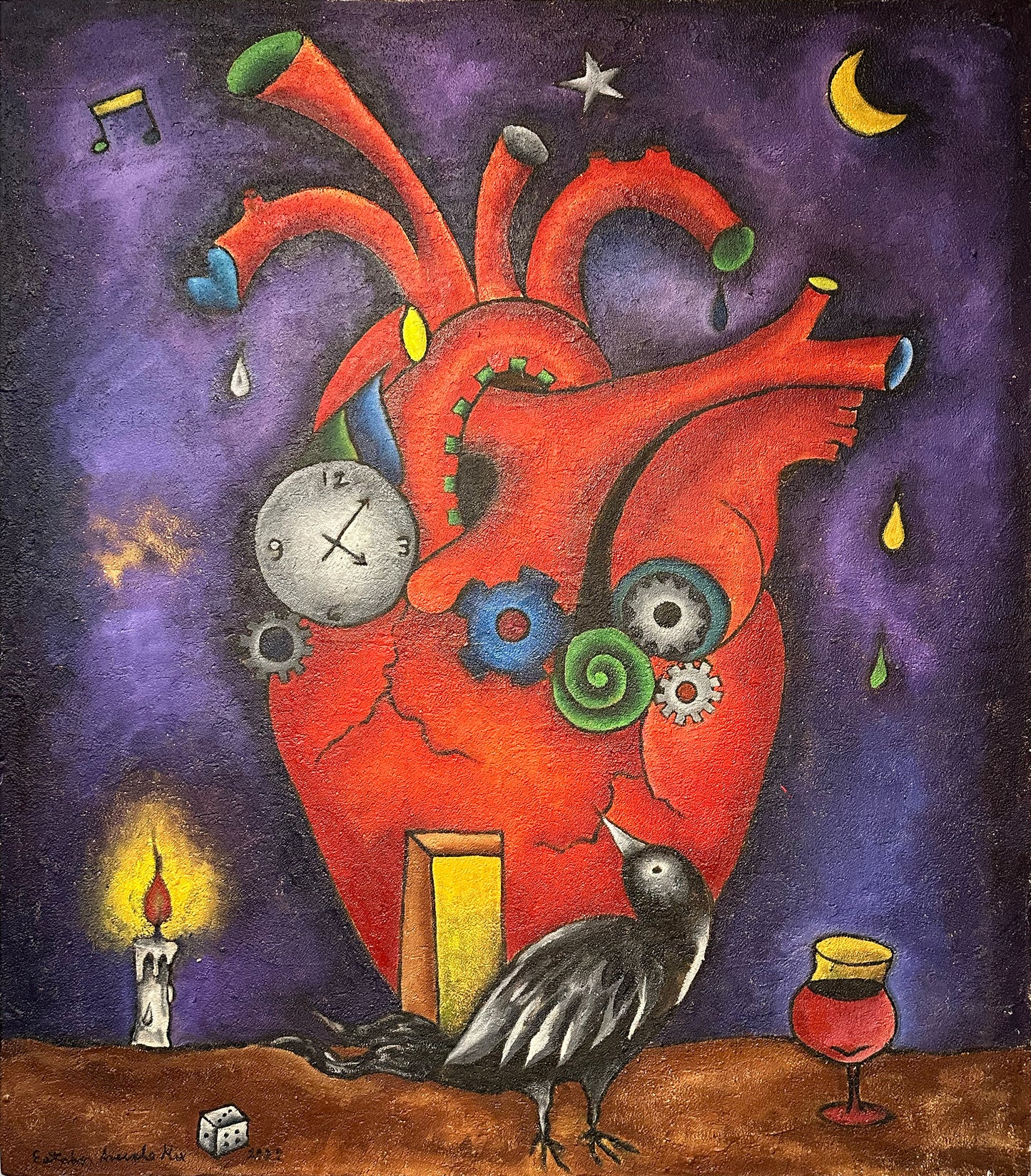 Esteban Arévalo - Tocando la puerta de tu corazón / Mixta sobre tela - 120 x 105 cm