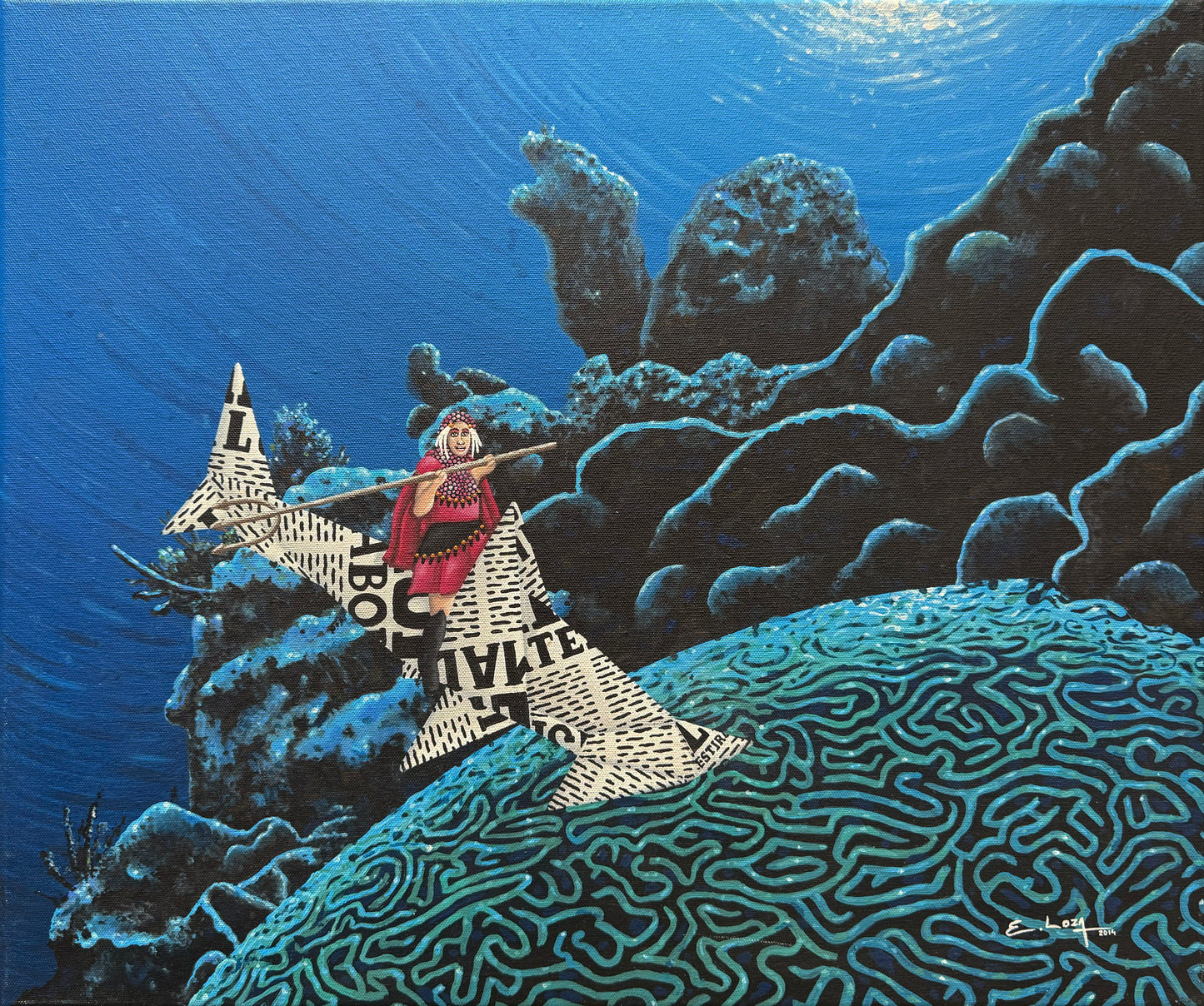 Lote 46 - Enrique Loza - Tritón No.3 (De la serie "Guerreros Mágicos") / Acrílico sobre tela - 50 x 60 cm