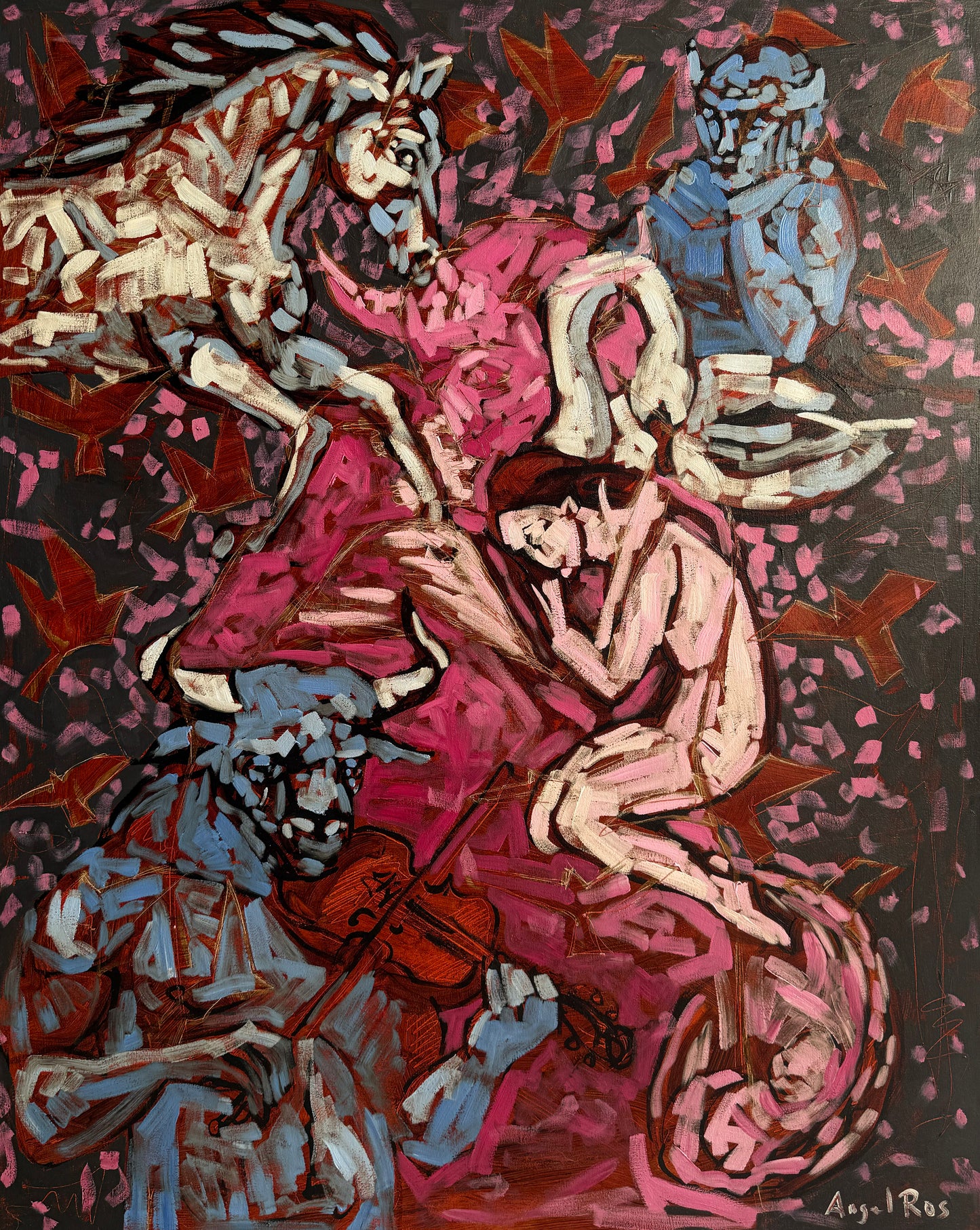 Lote 12 - Angel Ros - La cançó del somni d’un amor / Óleo sobre lienzo - 100 x 80 cm