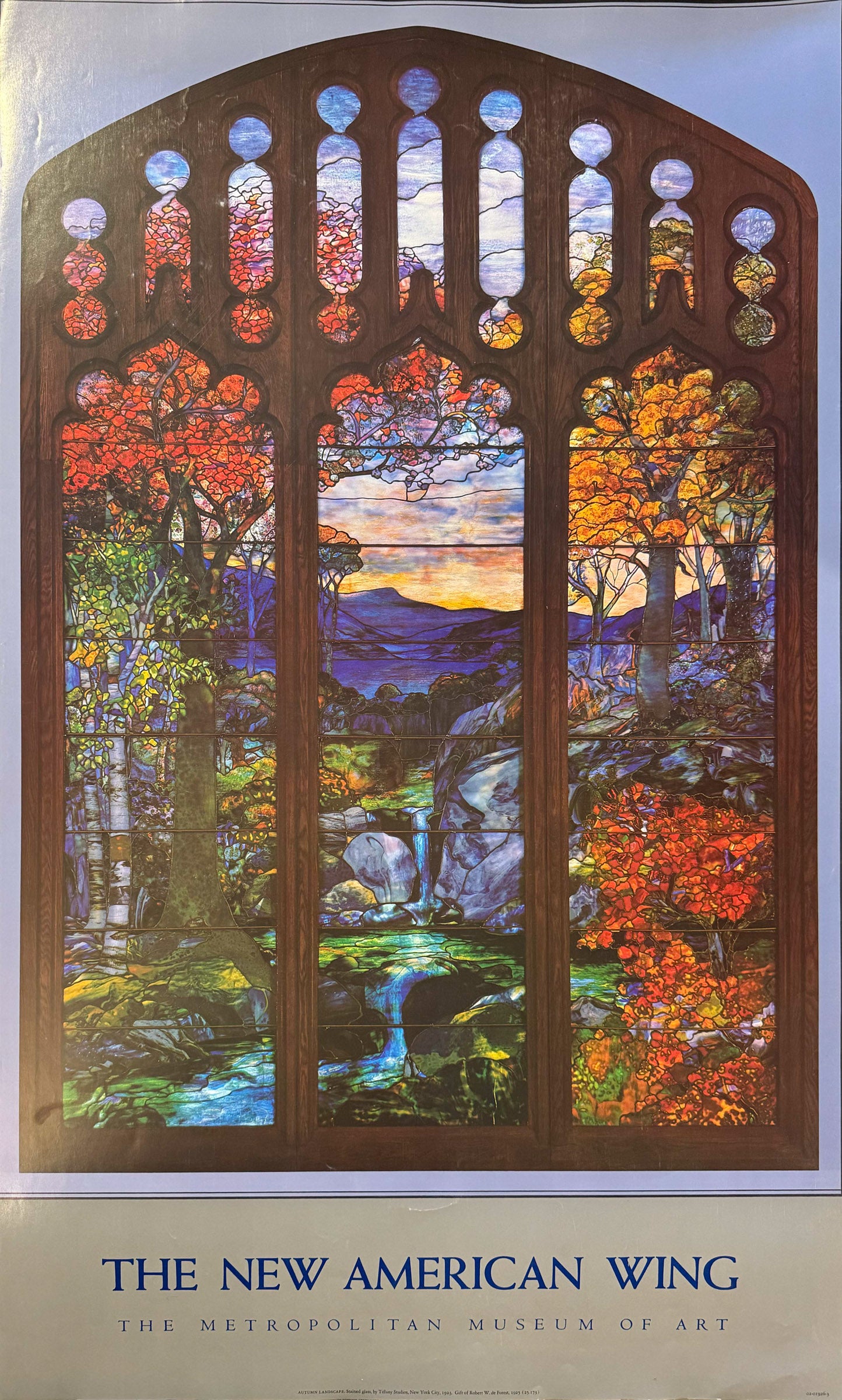 Tiflany Studios, New Yok City, 1923 – Autumn Landscape / Impresión offset a color sobre papel – 91 x 61 cm – Gráfica vintage museográfica · 1987, The Metropolitan Museum of Art - The new american wing