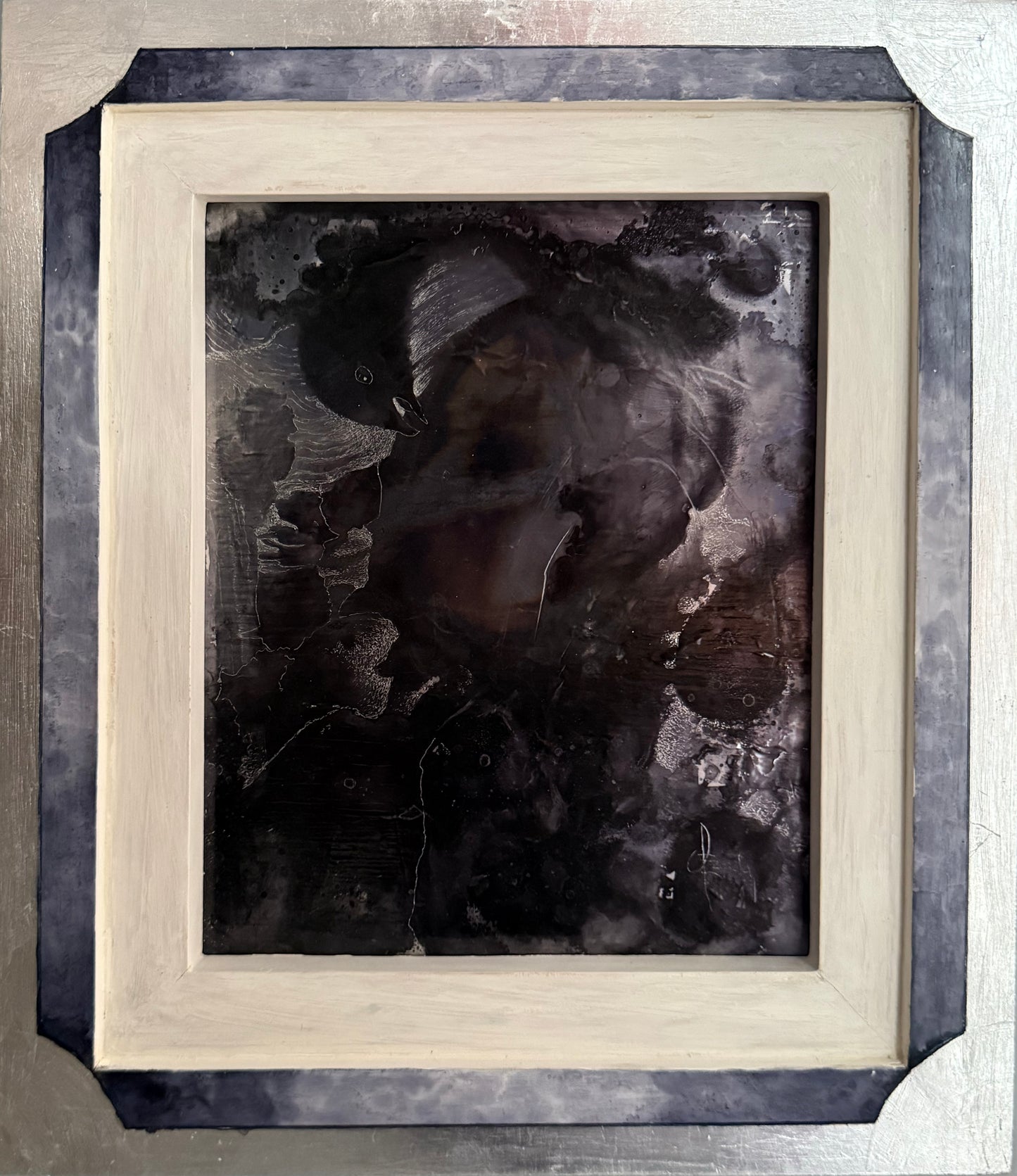 Pieza 94 - Israel Zzepda - "poesia sonora de la noche" / tinta fuego sobre aluminio - 20 x 24 cm