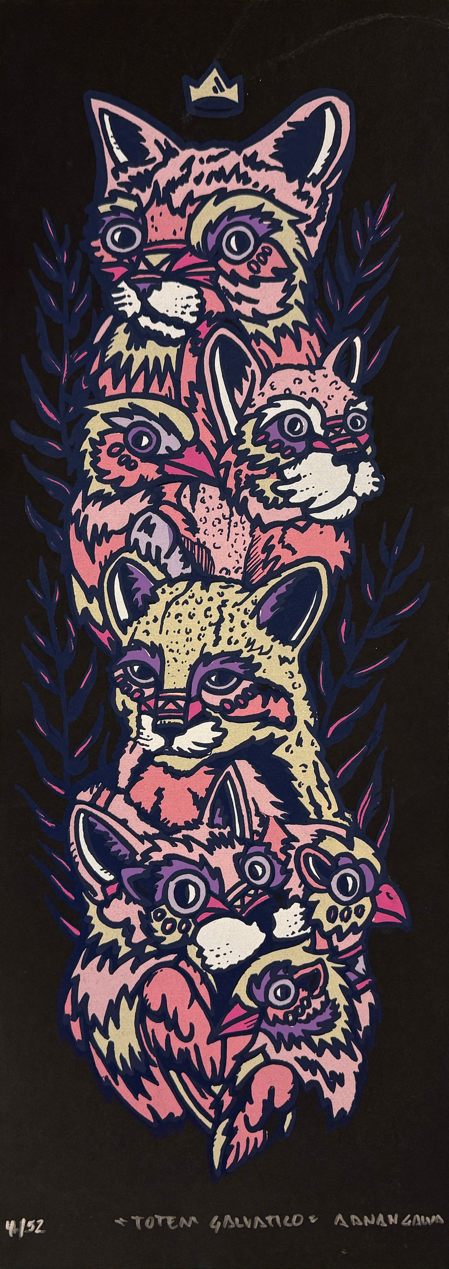 Adnan Galva - Totem Galvatico / Serigrafía sobre papel - 25 x 70 cm