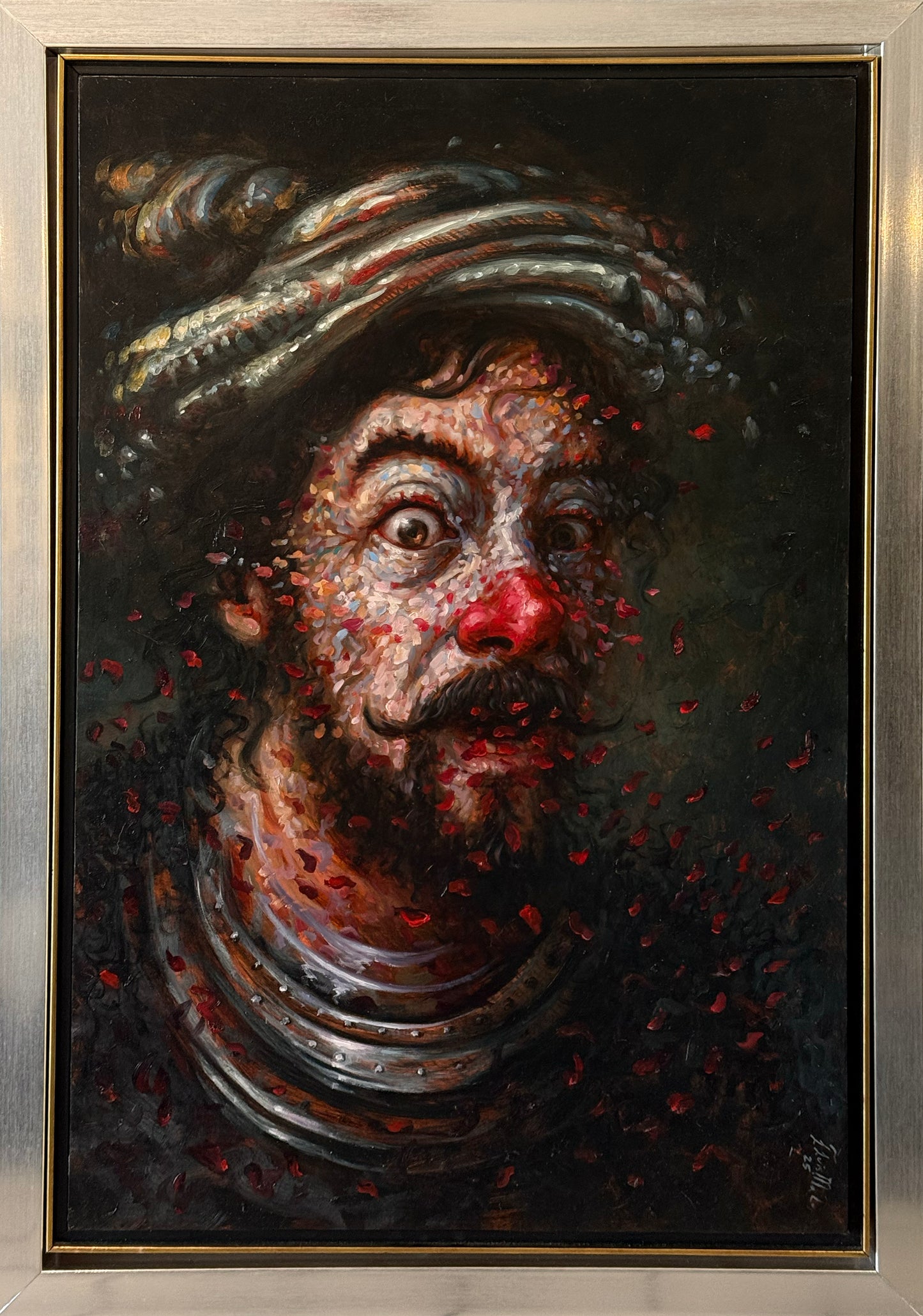 Lote 22: Jose Luis Malo - Payasos y petalos / Óleo sobre tela - 71 x 91 cm
