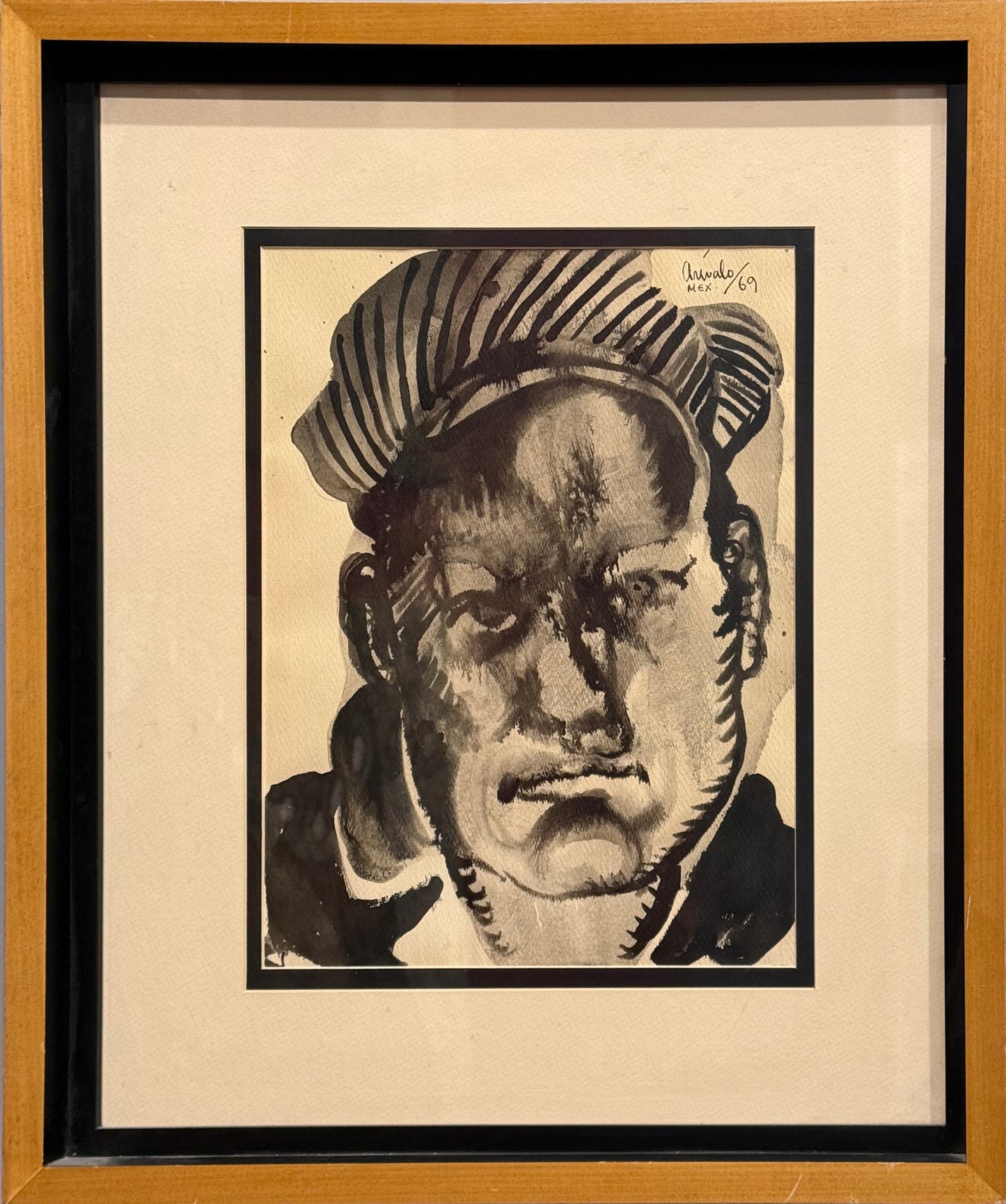 Javier Arévalo - Autorretrato año 69 / Acuarela sobre papel - 37 x 29 cm