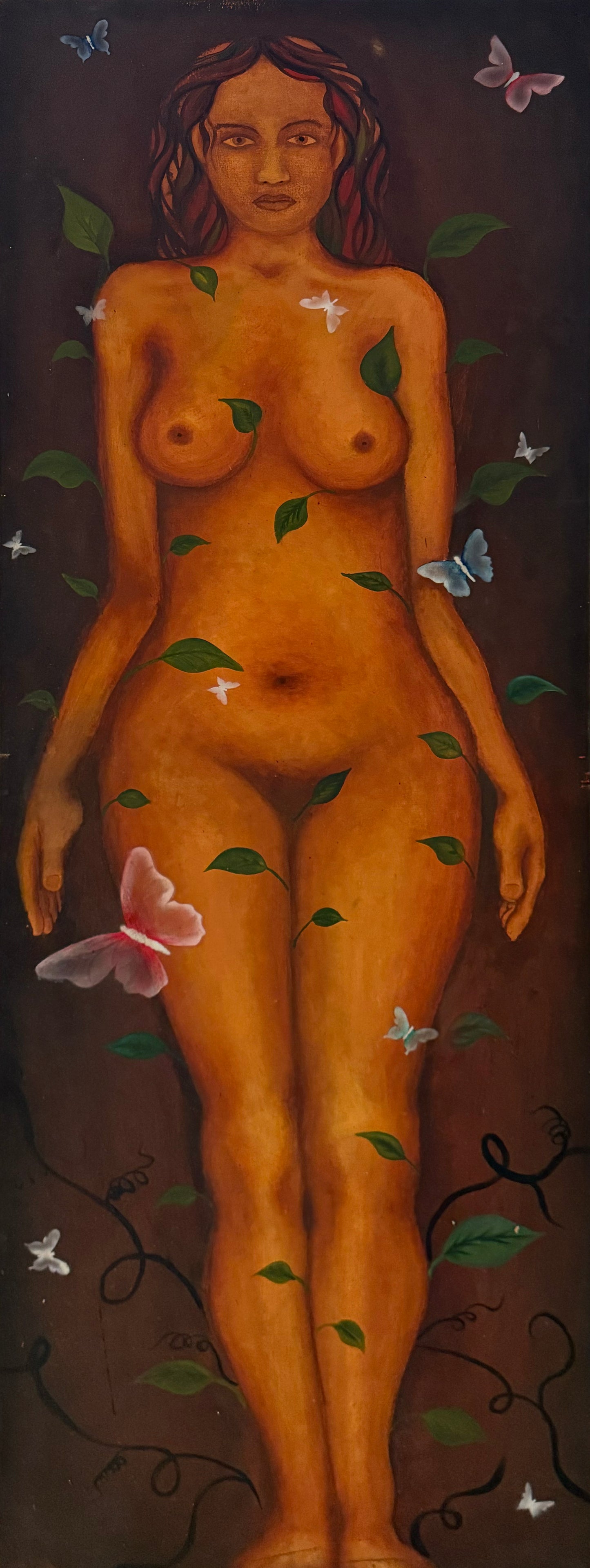 Esteban Arévalo - Sueños de juventud / Óleo sobre tela - 150 x 50 cm
