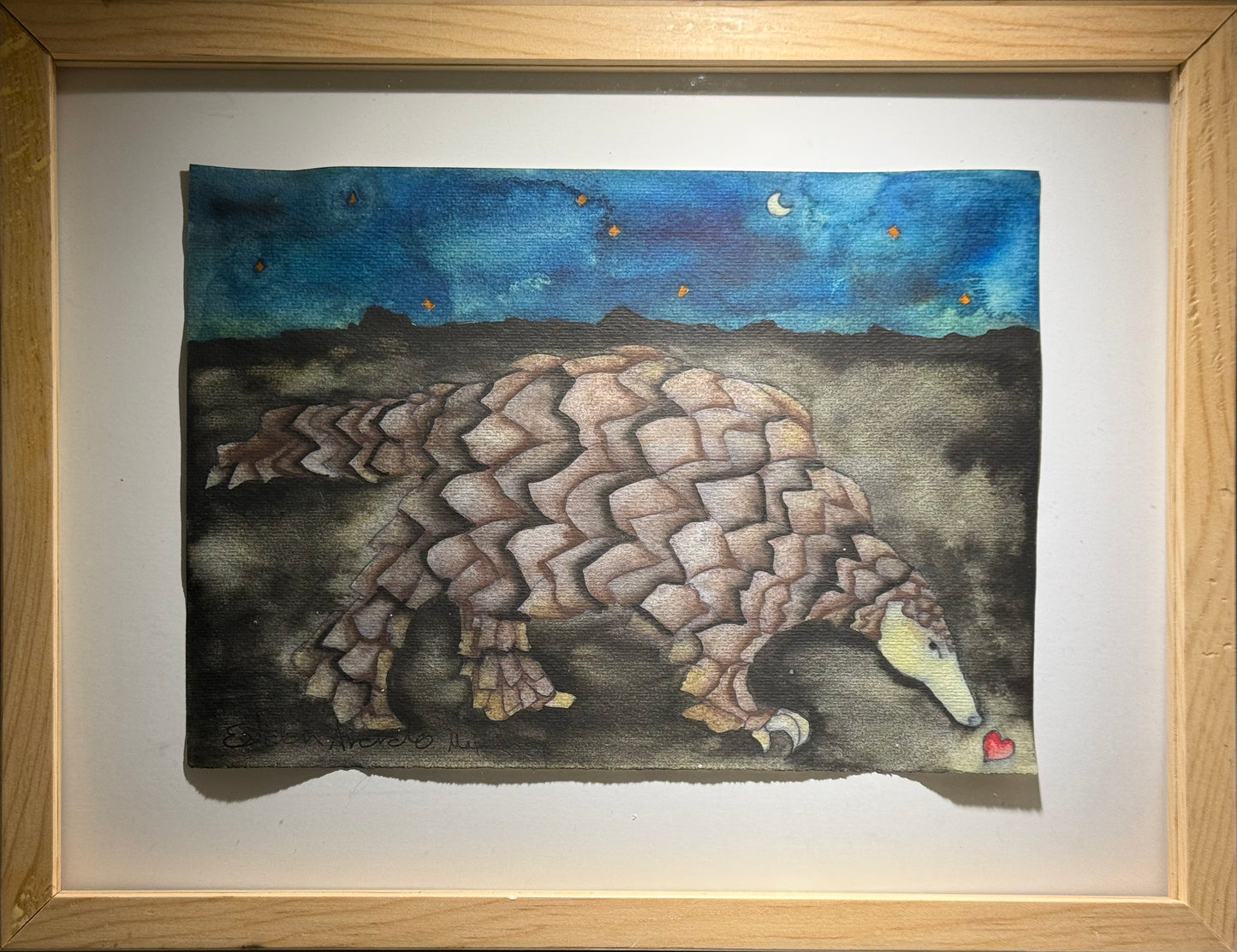 Esteban Arévalo - Pangolin / Acuarela sobre papel - 17 x 24 cm