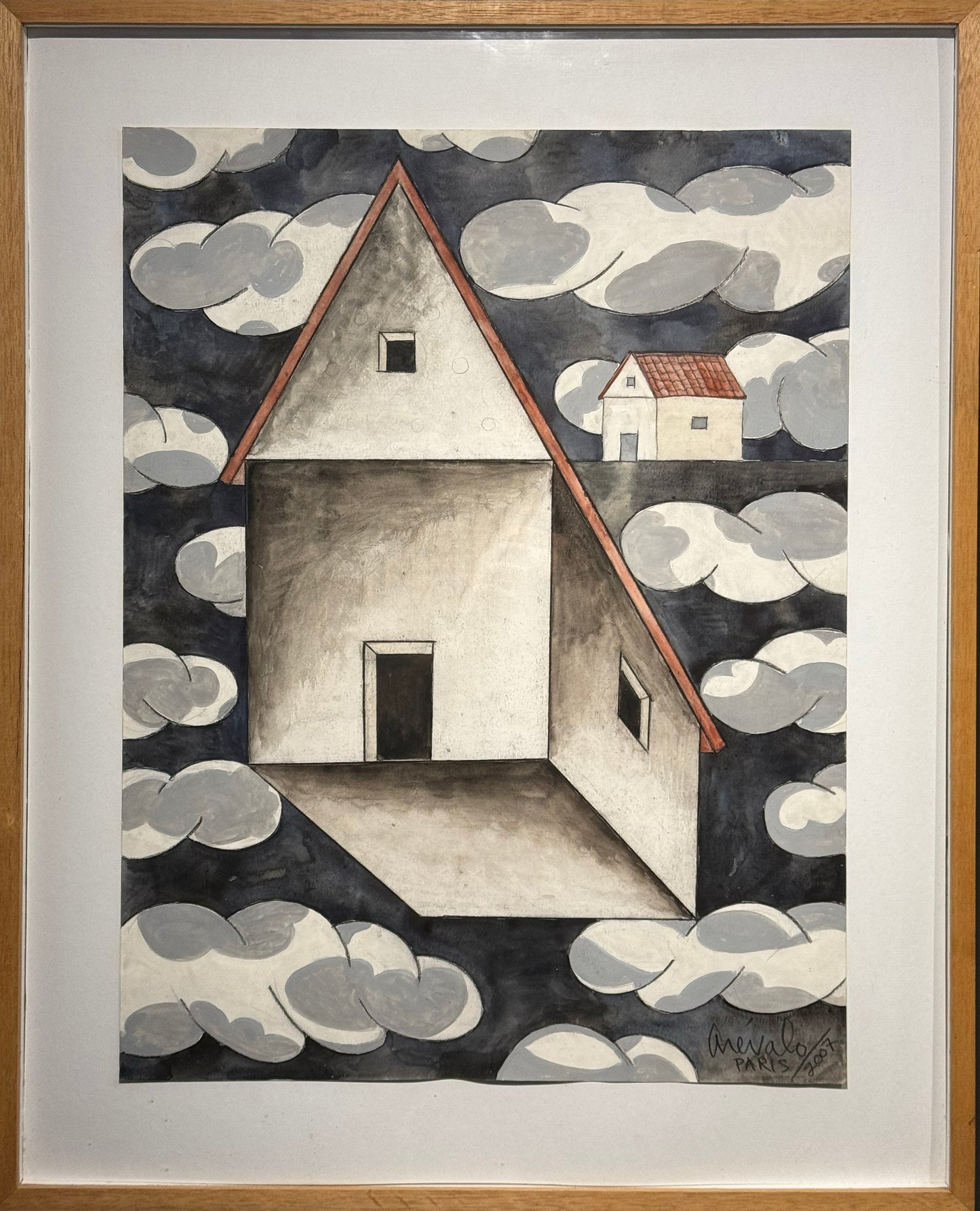Javier Arévalo - Casa flotante / Acuarela sobre papel - 50 x 64 cm