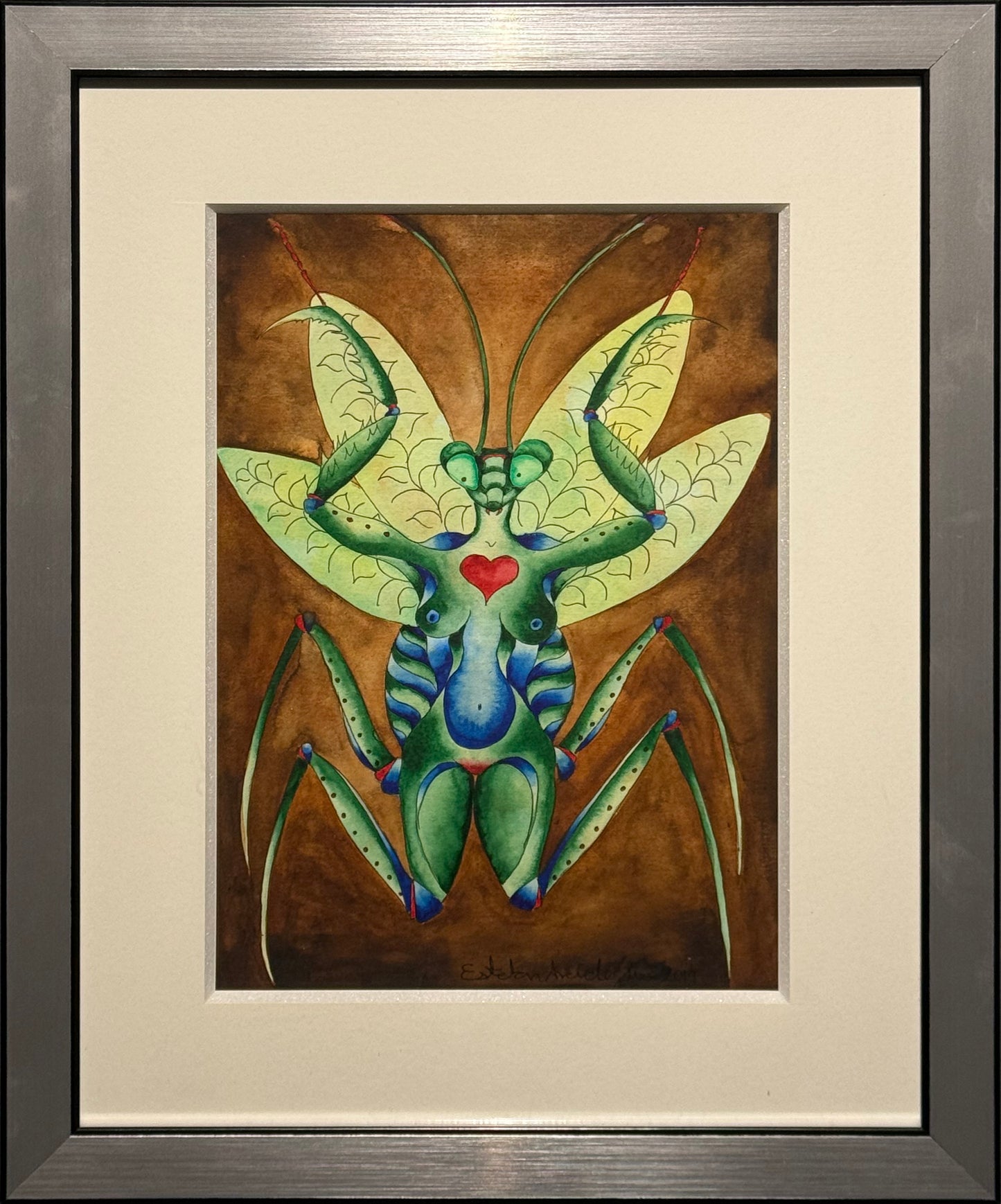 Esteban Arévalo - Mantis II / Acuarela sobre papel - 24 x 16 cm