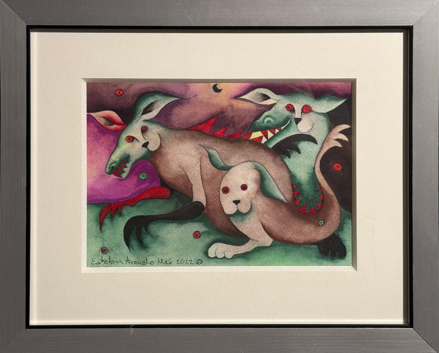 Esteban Arévalo - Canguro fantastico / Acuarela sobre papel - 16 x 24 cm