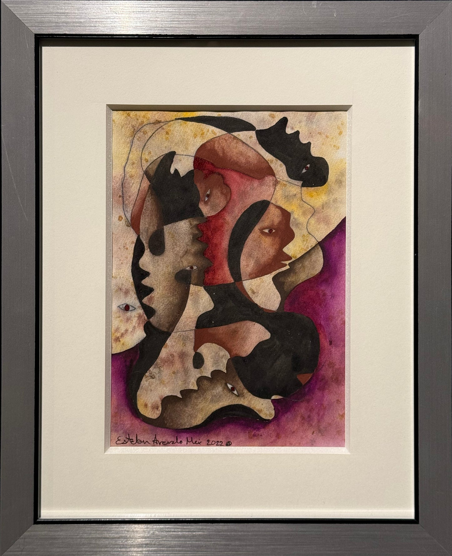 Esteban Arévalo - Abstracto morado / Acuarela sobre papel - 23 x 17 cm