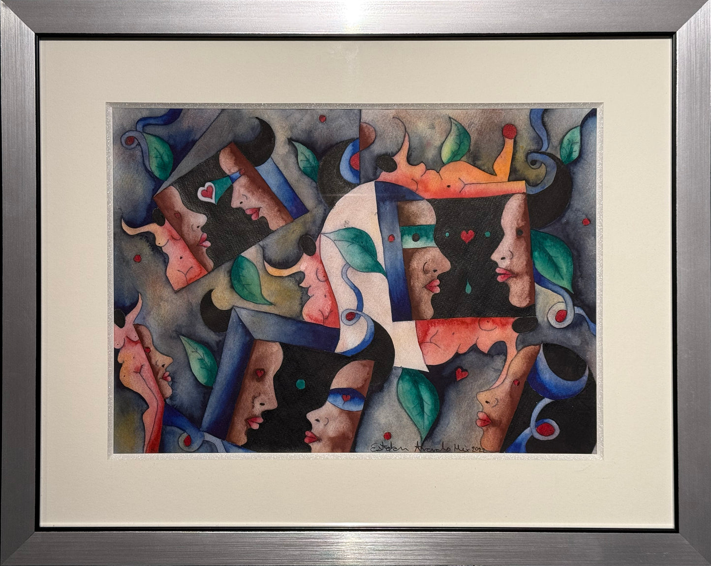 Esteban Arévalo - Amor a primera vista / Acuarela sobre papel - 30 x 40 cm