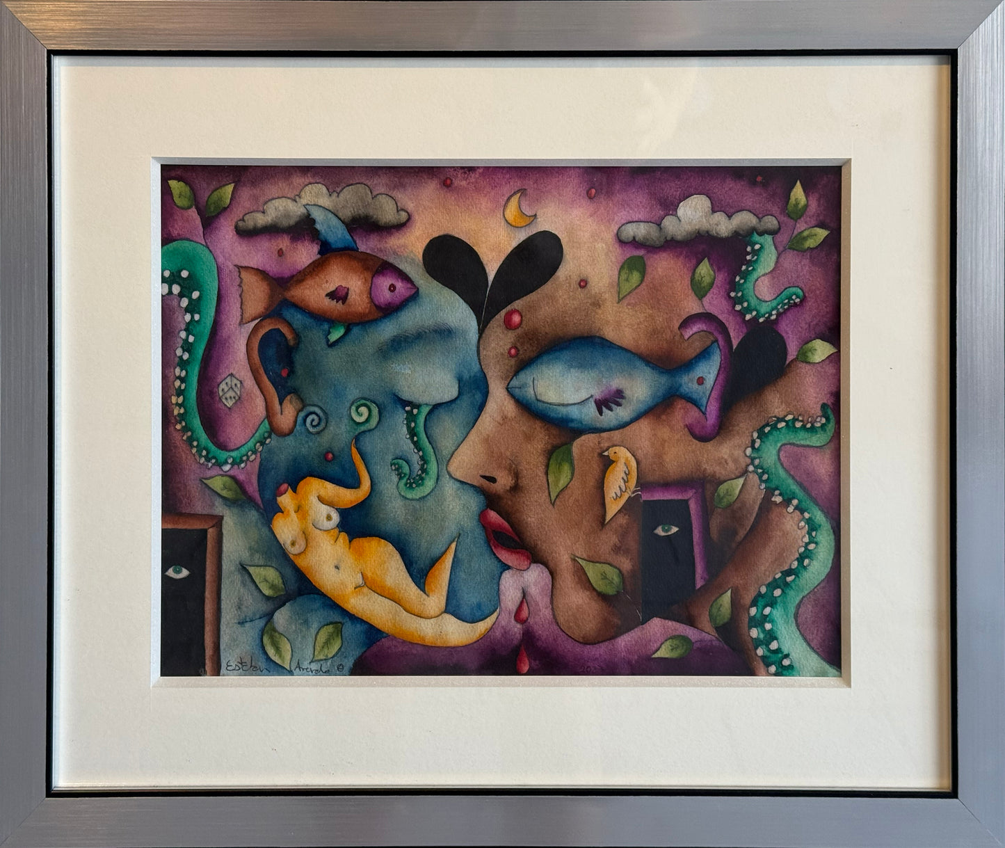 Esteban Arévalo - Bajo el mar / Acuarela sobre papel - 30 x 40 cm