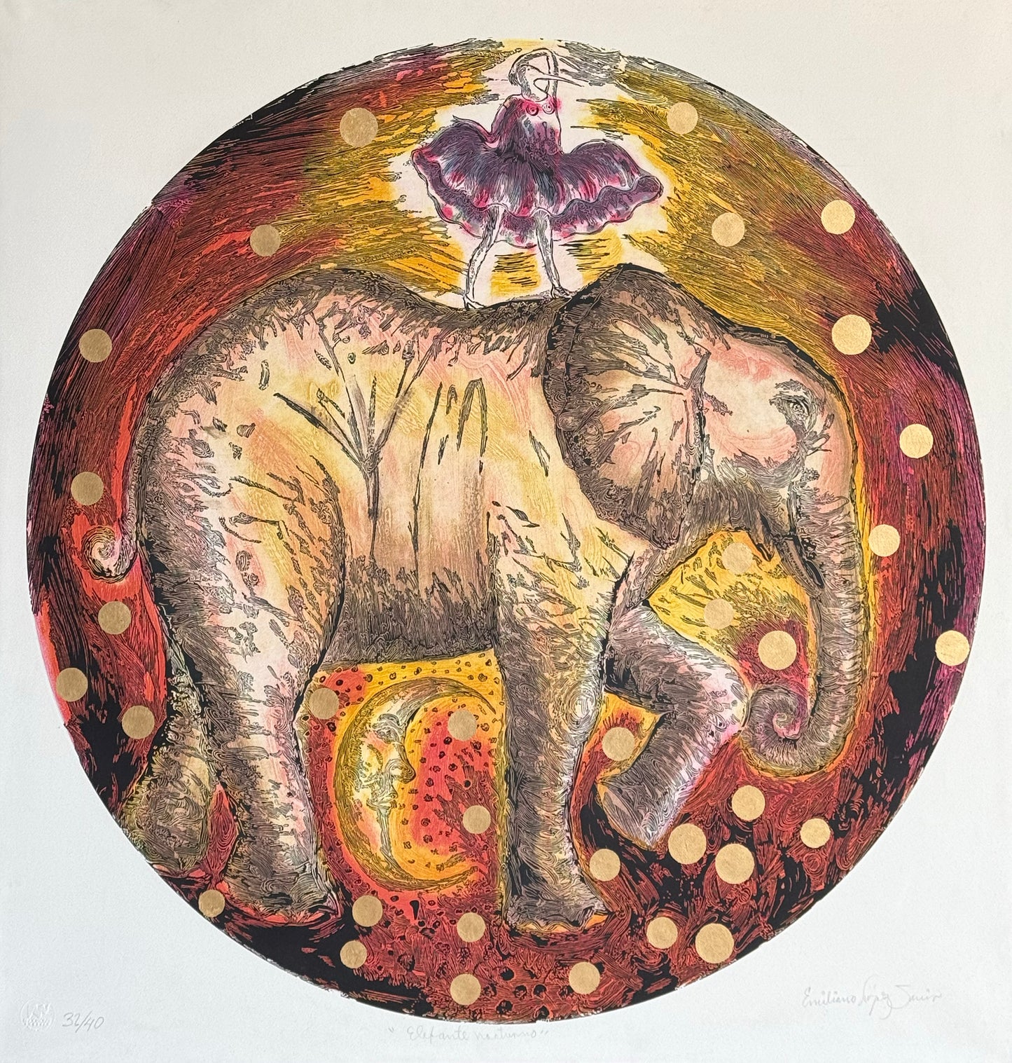 Emiliano López Javier - Pajarera / Mixografia - 124 x 122 cm