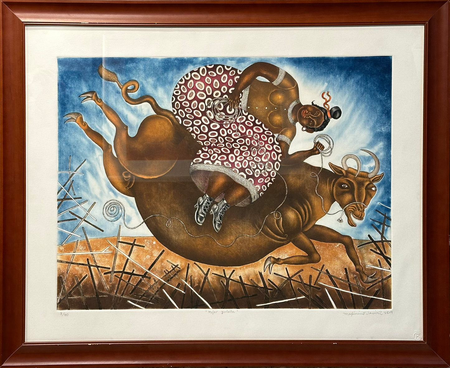 LOTE 039 / Maximino Javier - Mujer Jiribilla / Grabado - 59 x 78 cm
