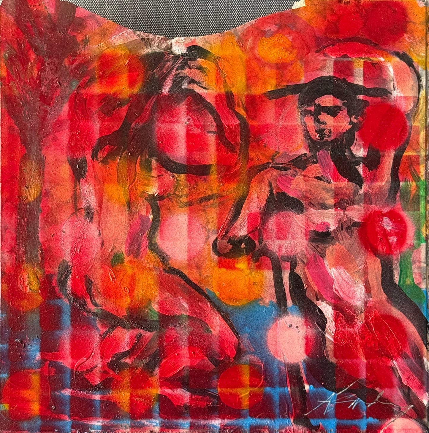 Armando Melendez – Rouge / Mixta sobre mosaico vintage histórico – 26 x 26 cm – 1/1