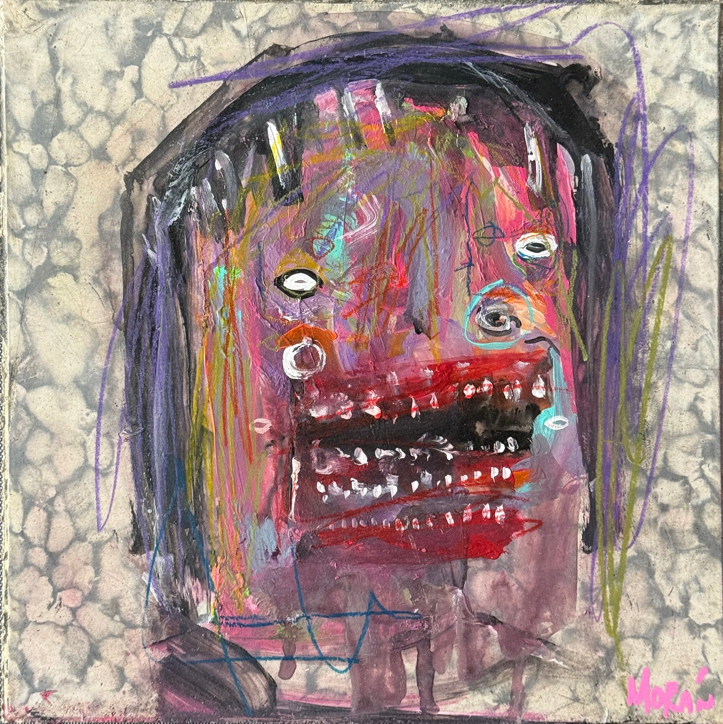 Moran - Hugo / Acrílico sobre mosaico vintage historico - 26 x 26 cm