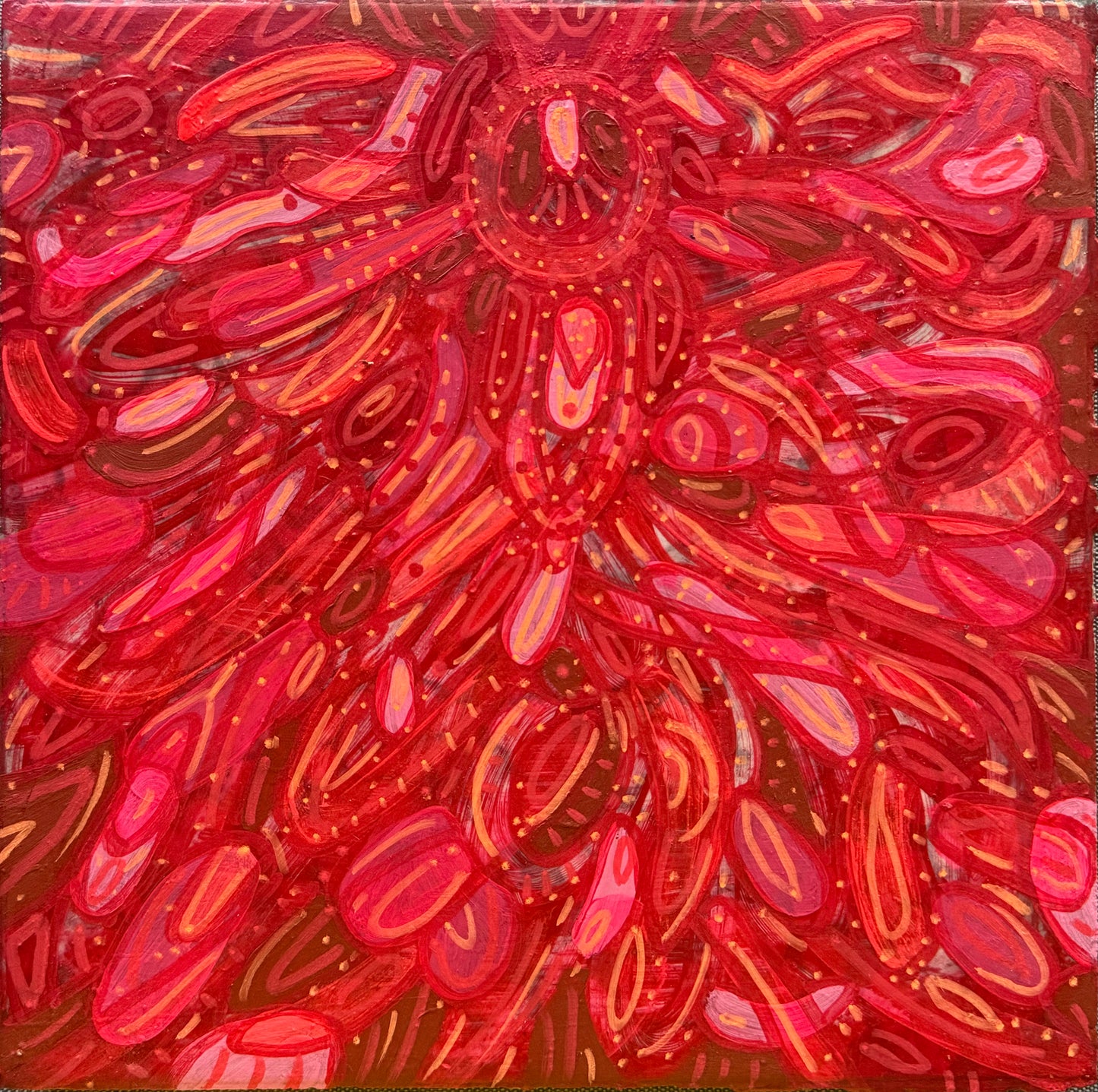 Sadek Reynolds - Eritema / Mixta sobre mosaico vintage historico - 26 x 26 cm