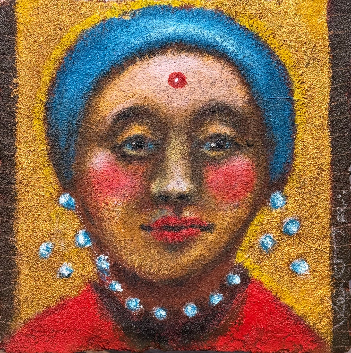 Daniel Kent – Dama Oriental / Acrílico sobre mosaico vintage histórico – 26 x 26 cm – 1/1