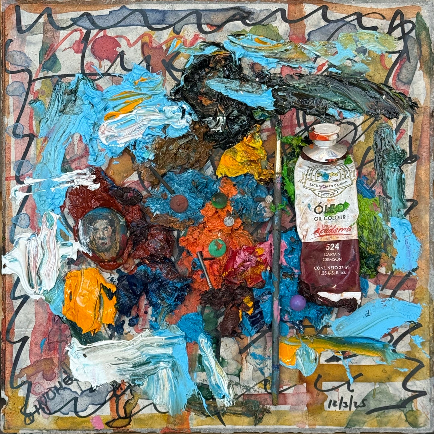 Sinuhé Villegas – ST. Mosaico 2 / Mixta sobre mosaico vintage histórico – 26 x 26 cm – 1/1