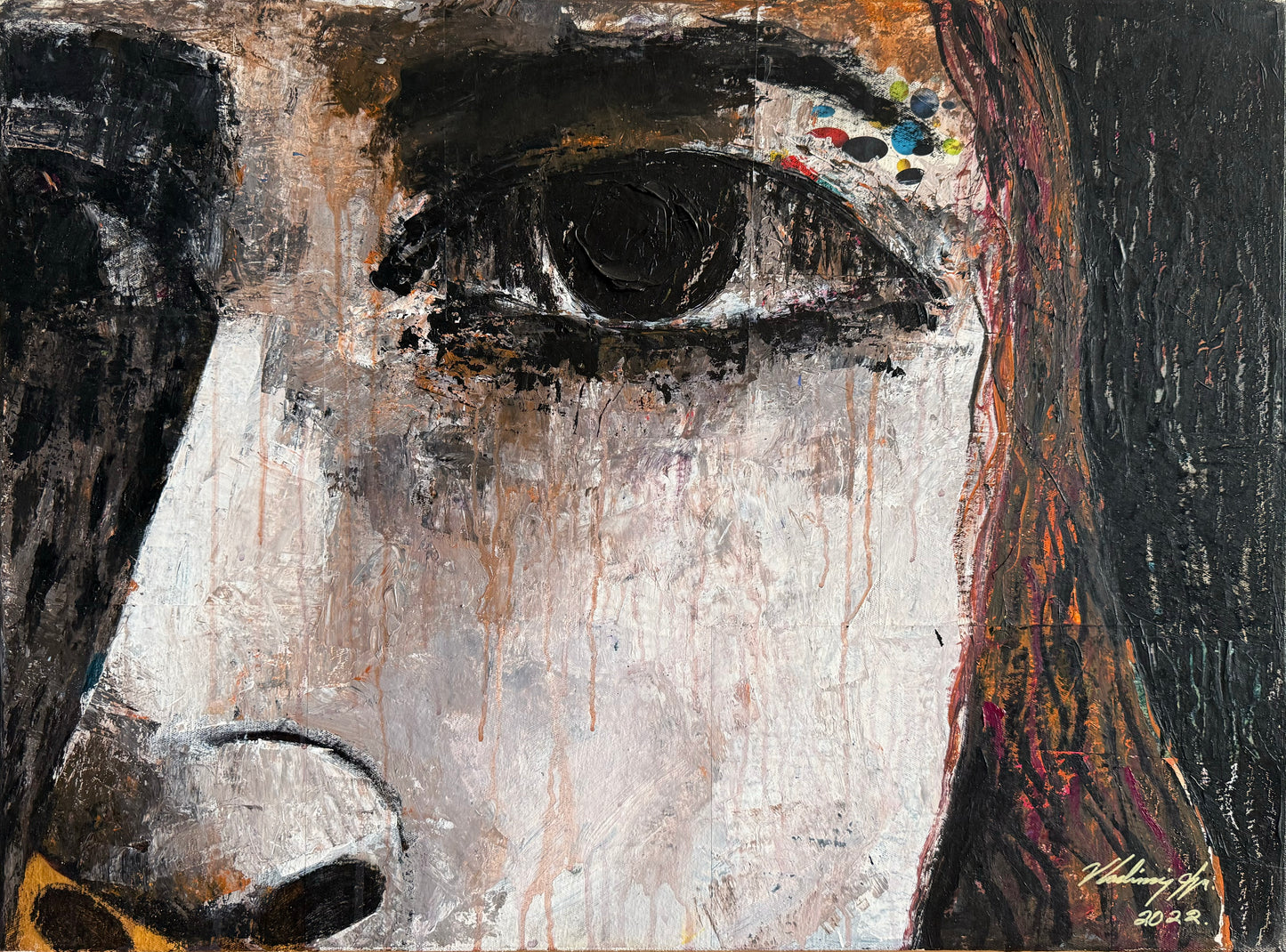 Única 005 / Vladimir Cora - Desde mi escondite / Acrílico y Collage sobre tela - 60 x 80 cm