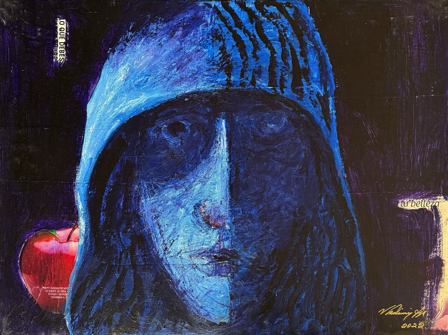 Única 003 / Vladimir Cora - La monja negra / Acrílico y Collage sobre tela - 60 x 80 cm