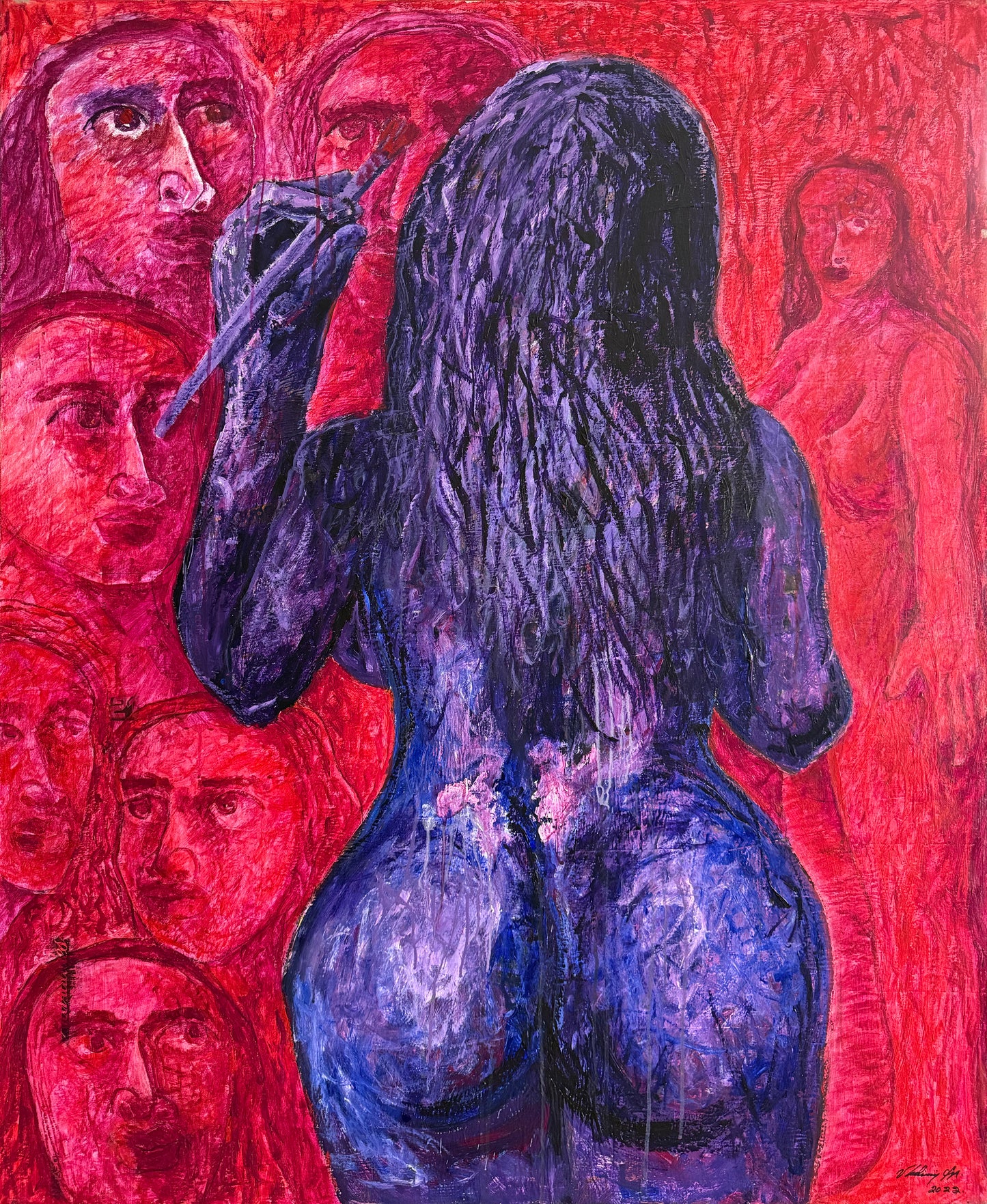 Única 002 / Vladimir Cora - La Pintora / Acrílico y Collage sobre tela - 150 x 120 cm