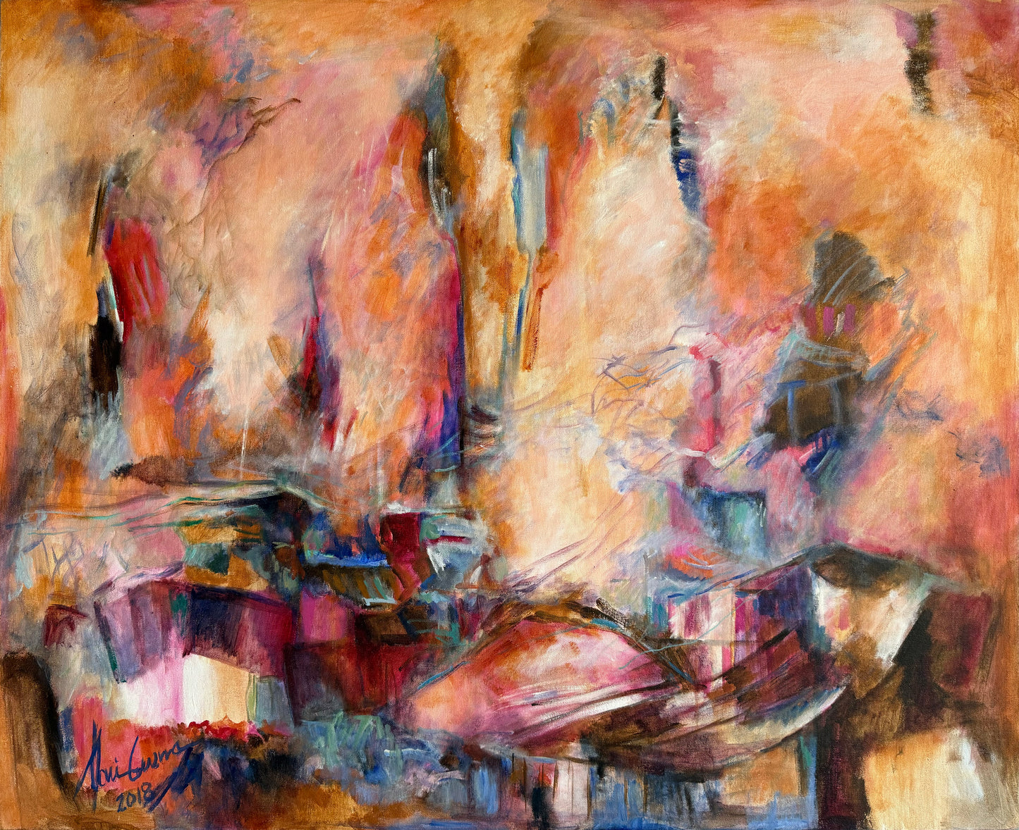 LOTE 034 / Toni Guerra - Luz y canto / Acrílico sobre tela - 100 x 120 cm