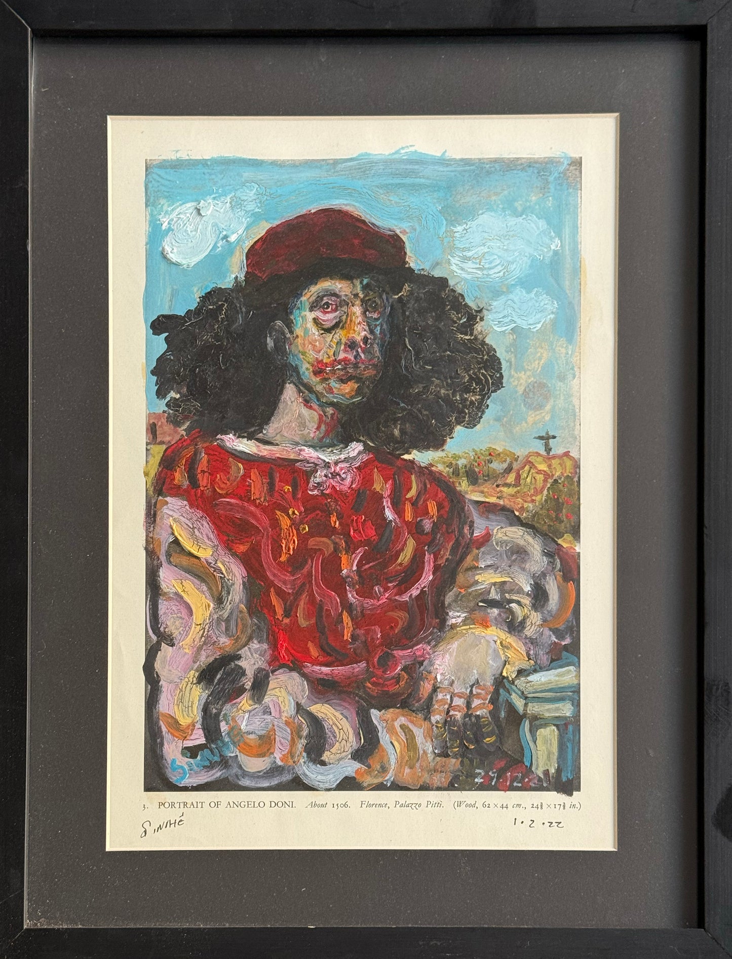 LOTE 026 / Sinhue Villegas - 3. Portrait of Angelo Doni / Óleo sobre papel - 32 x 25 cm