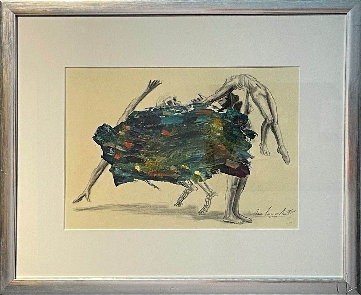 Omar García de Alba B. – Manto de locura 2 / Carbón/acrílico sobre papel – 50 x 40 cm –