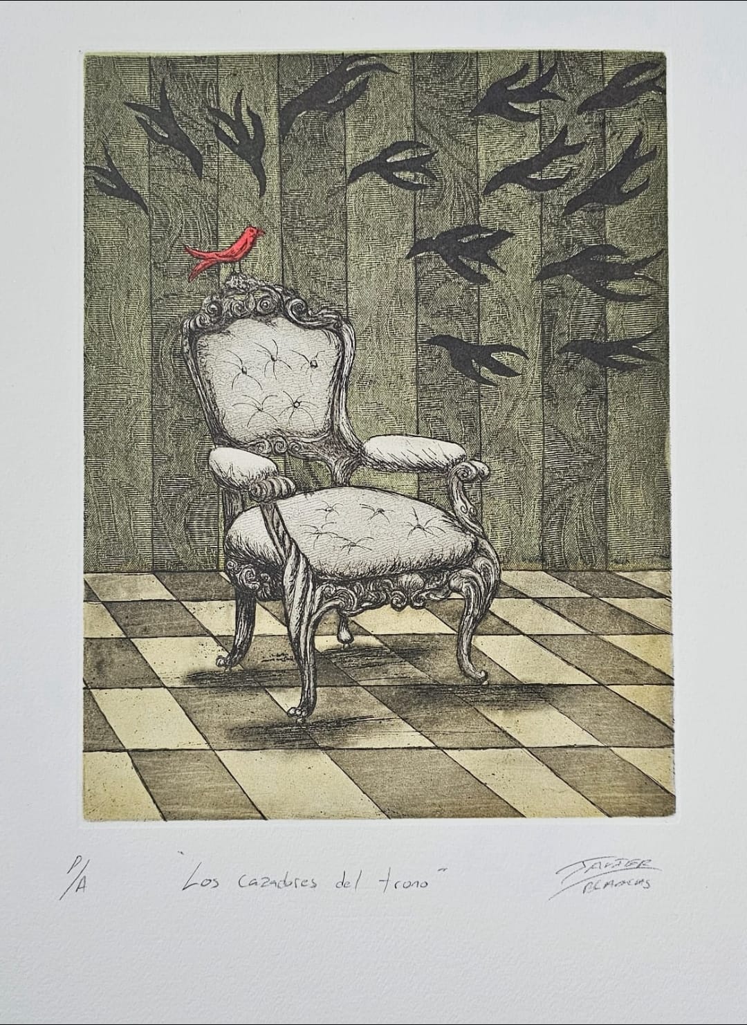 Javier Blancas - Los cazadores del trono / Grabado sobre papel - 26 x 34 cm
