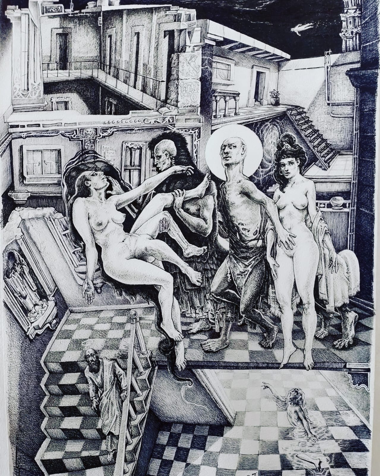 Felipe 7 - El rincón de los horrendos / Tinta sobre papel - 50 x 70 cm