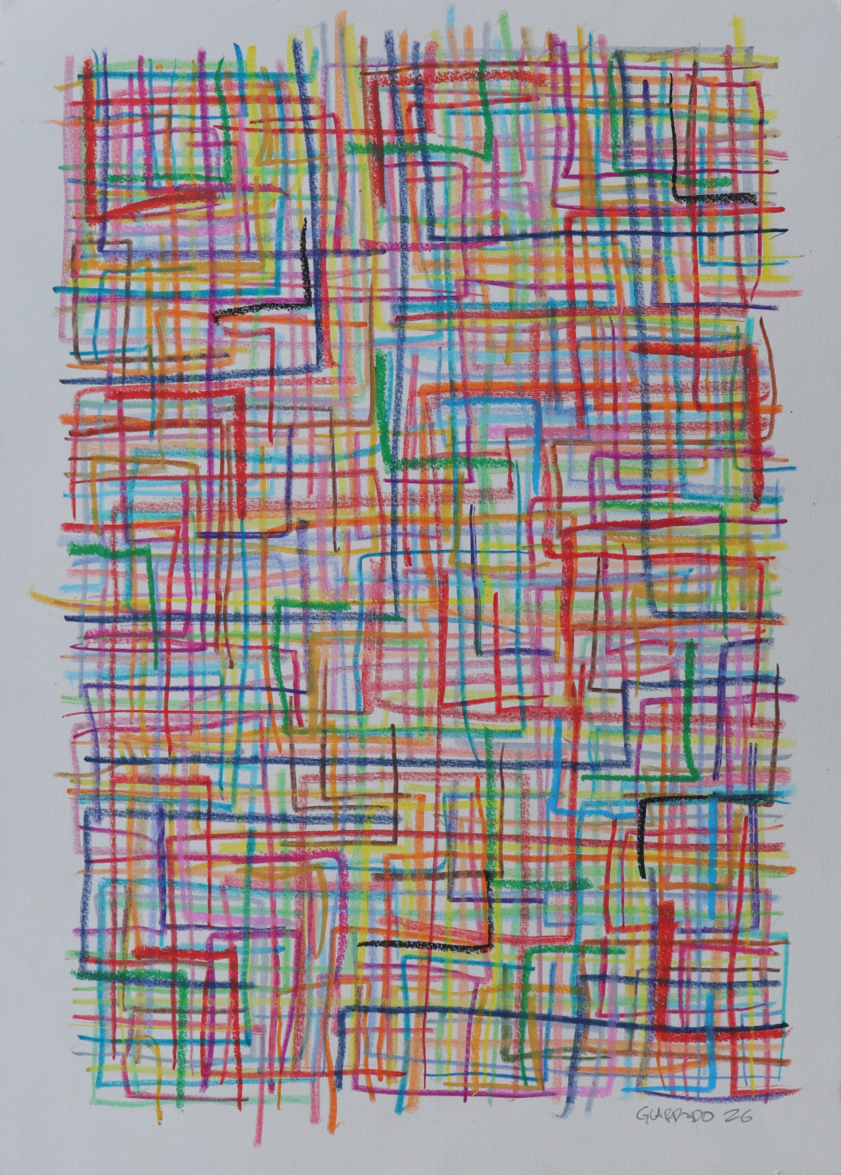 Manuel Guardado  - Ejercicio en escuadra  / Pastel  sobre papel  - 50 x 35 cm