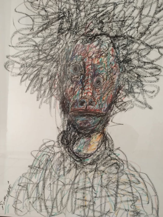 Lote 57: Sinhue Villegas - Autorretrato / Pastel y óleo sobre papel - 100 x 70 cm