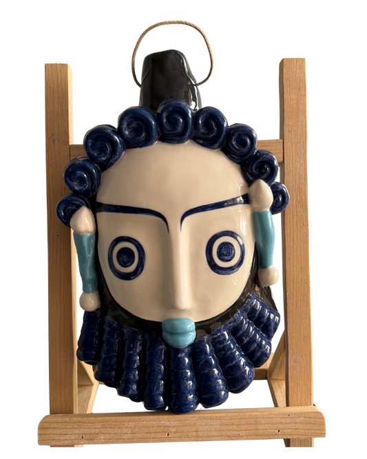 Pieza 4 - Figuras y máscaras de la Sardegna - "máscara fenicia uno" / cerámica vitrata - 28 x 19 cm