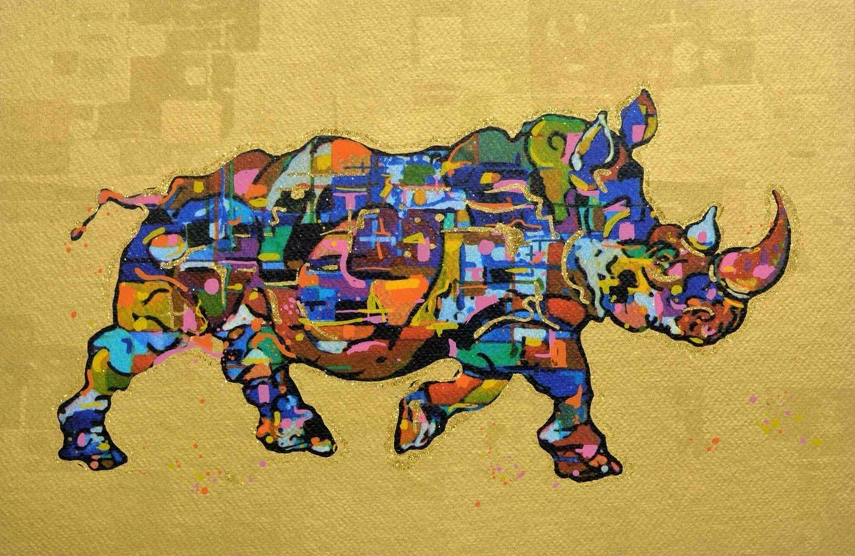 Juan Zufiaur – Rhino oro / Serigrafia sobre papel – 50 x 35 cm – 1/1