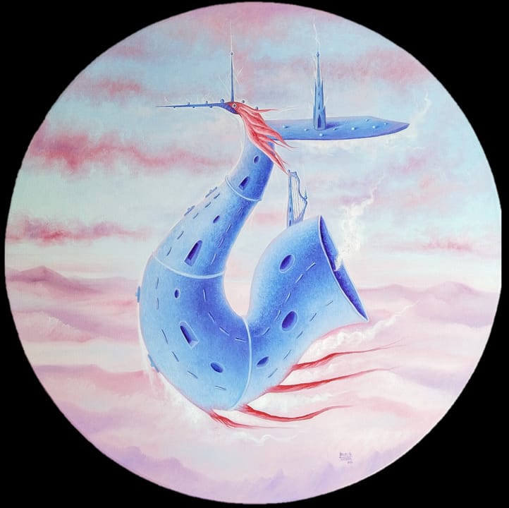 Lote 49: Bautista Comala - Musica del cosmos III" / Óleo sobre tela  - 100 cm Ø