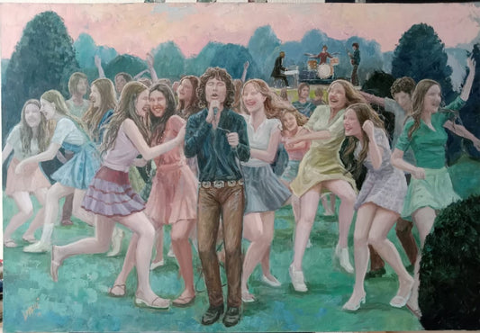 Lote 40: Hirán Lomeli - Morrison Paradise / Óleo sobre tela  - 75 x 110 cm