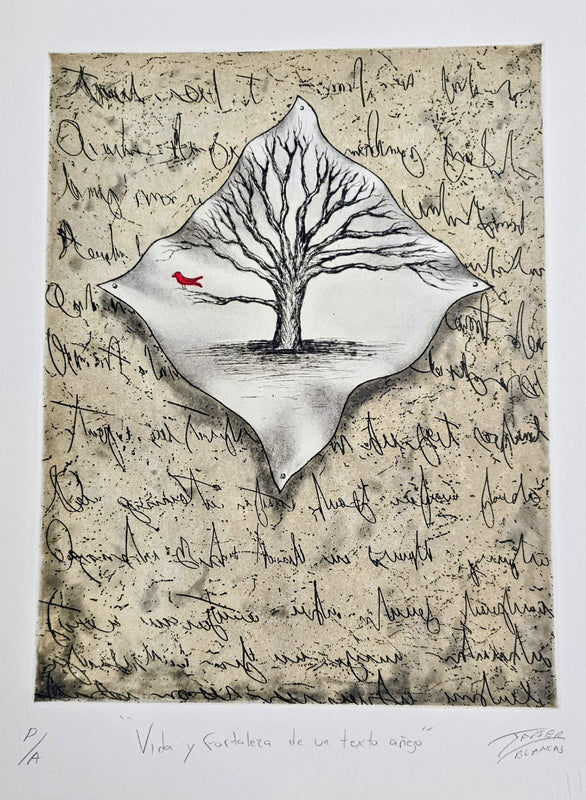 Javier Blancas  – Vida y fortaleza de un texto añejo / grabado  sobre papel – 35 x 45 cm – P/A