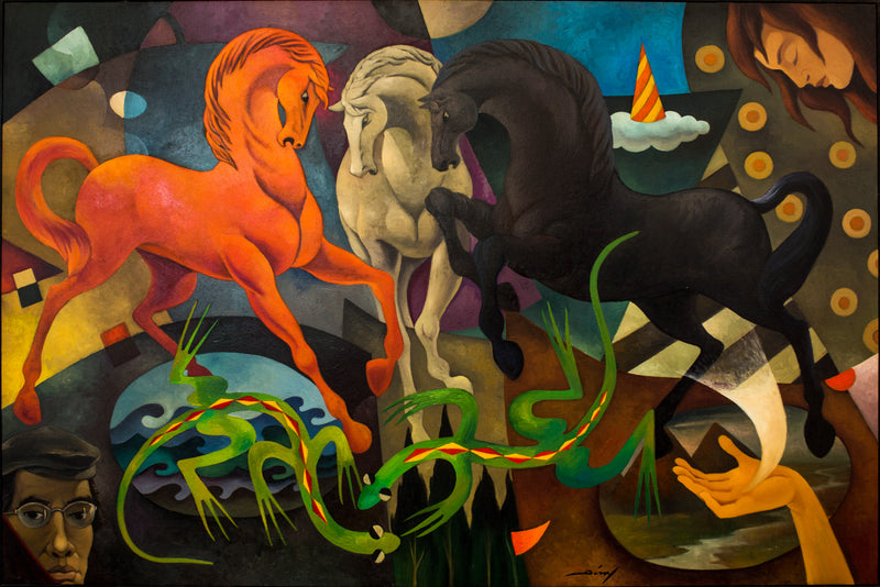 Julian Diaz Valverde Dival – Tus caballos y un tema de amor / Óleo sobre tela sobre tela – 150 x 100 cm – 1/1
