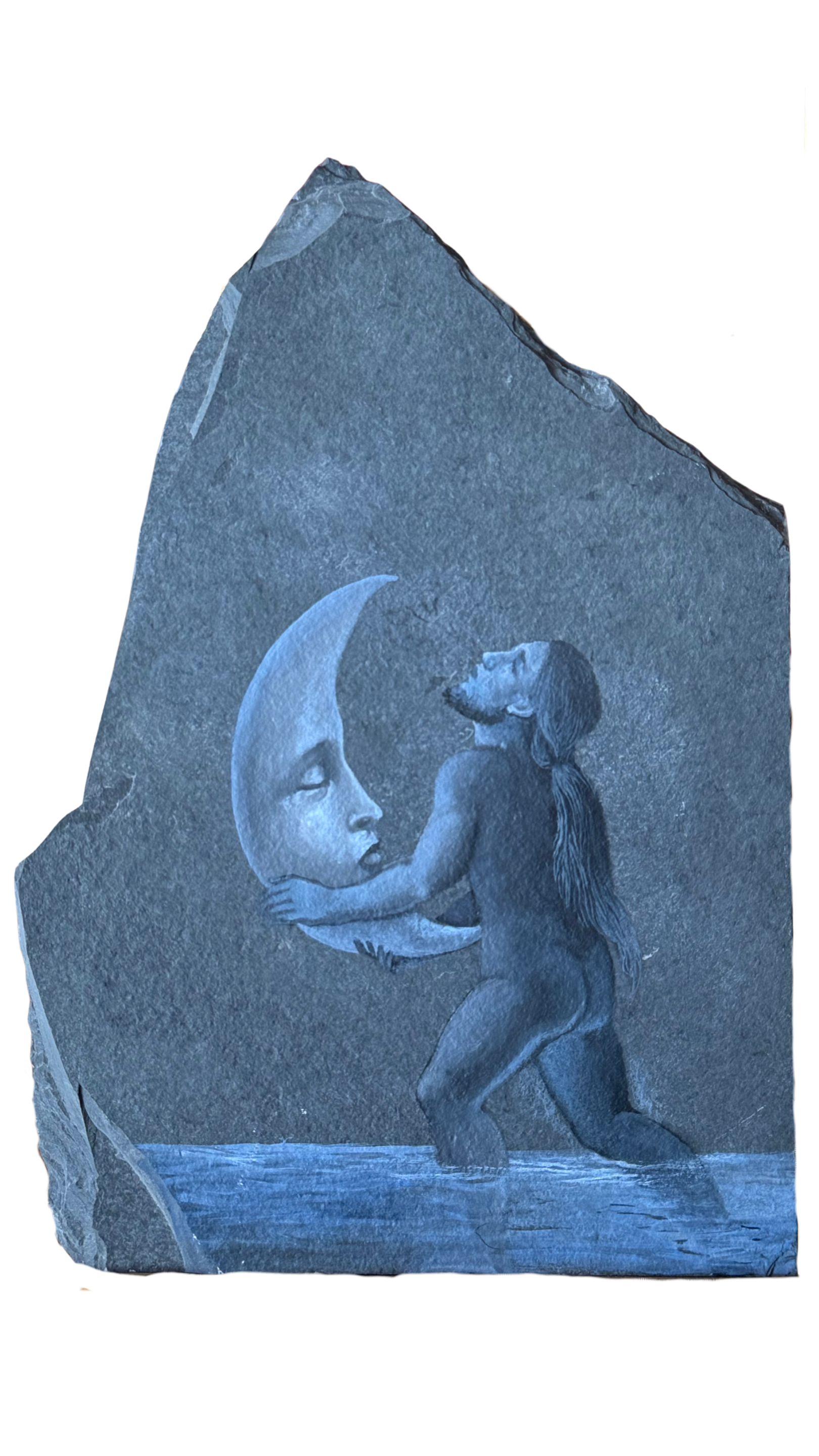 Lucia Maya – Marmol 3 Sosteniendo a la luna  / Óleo sobre marmol – 16 x 23 cm – 1/1