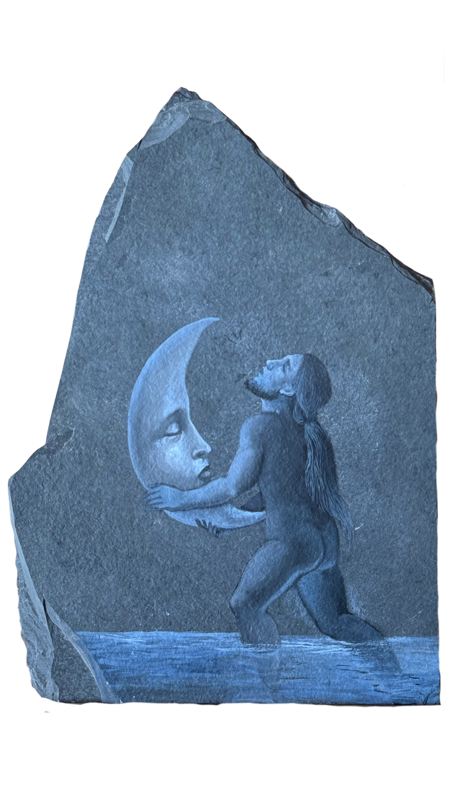 Lucia Maya – Marmol 3 Sosteniendo a la luna  / Óleo sobre marmol – 16 x 23 cm – 1/1