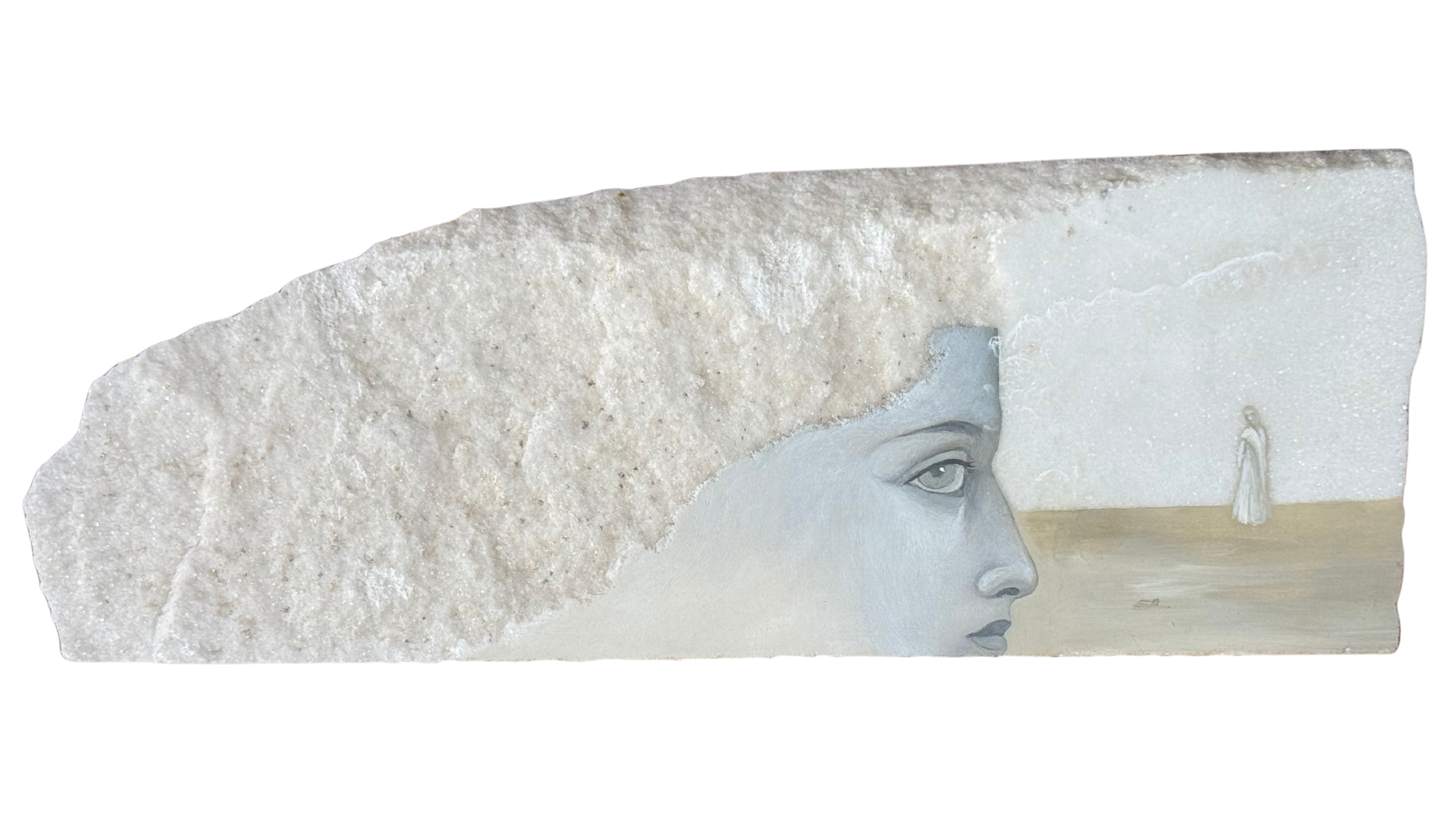 Lucia Maya – Marmol 5 Observando el horizonte de la soledad / Óleo sobre marmol – 34 x 12 cm – 1/1