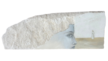 Lucia Maya – Marmol 5 Observando el horizonte de la soledad / Óleo sobre marmol – 34 x 12 cm – 1/1