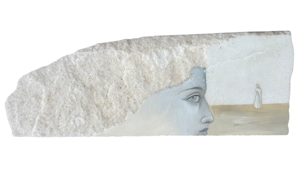 Lucia Maya – Marmol 5 Observando el horizonte de la soledad / Óleo sobre marmol – 34 x 12 cm – 1/1