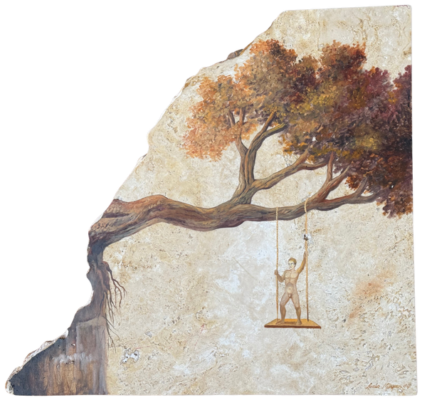 Lucia Maya – Marmol 2 Columpio en el árbol / Óleo sobre marmol – 50 x 47 cm – 1/1